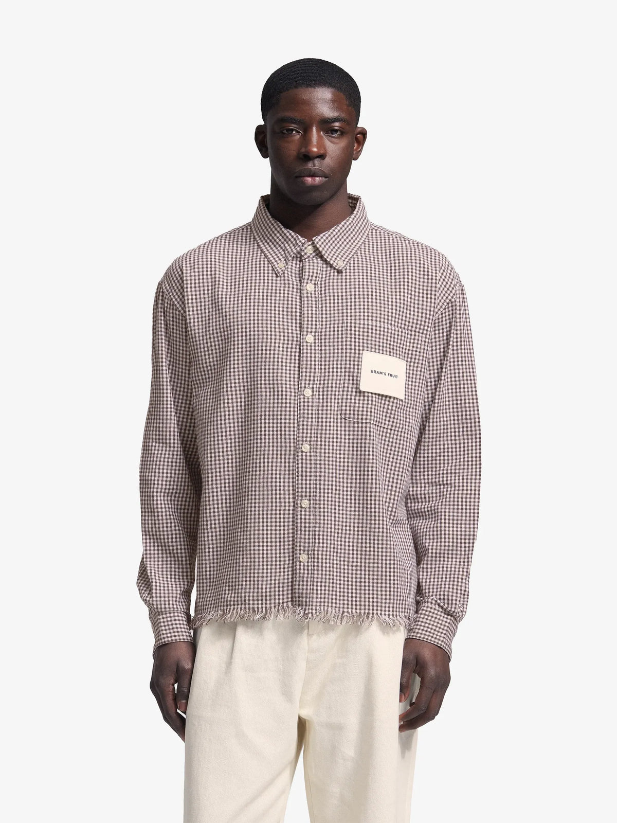 Brams Fruit Brown Distressed Farmer’s Shirt LS