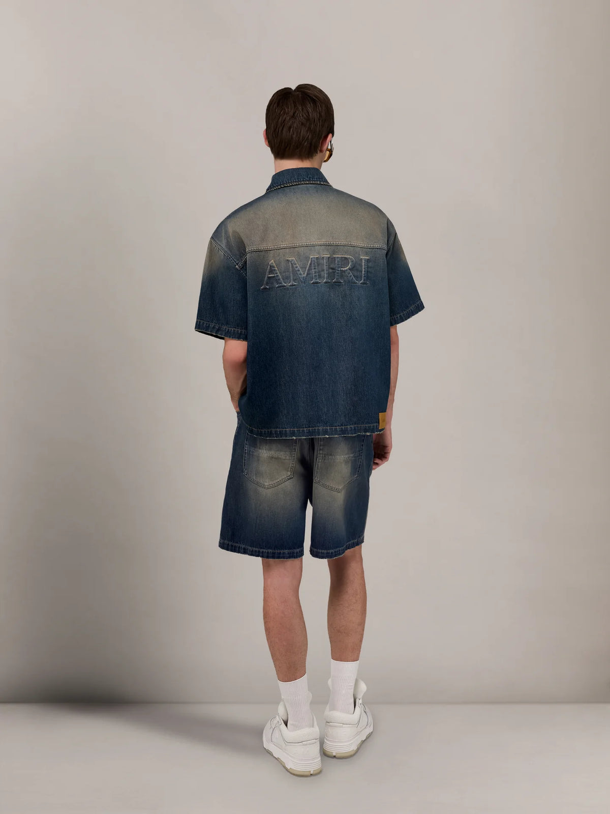 Amiri Sand Denim Kurzarmhemd