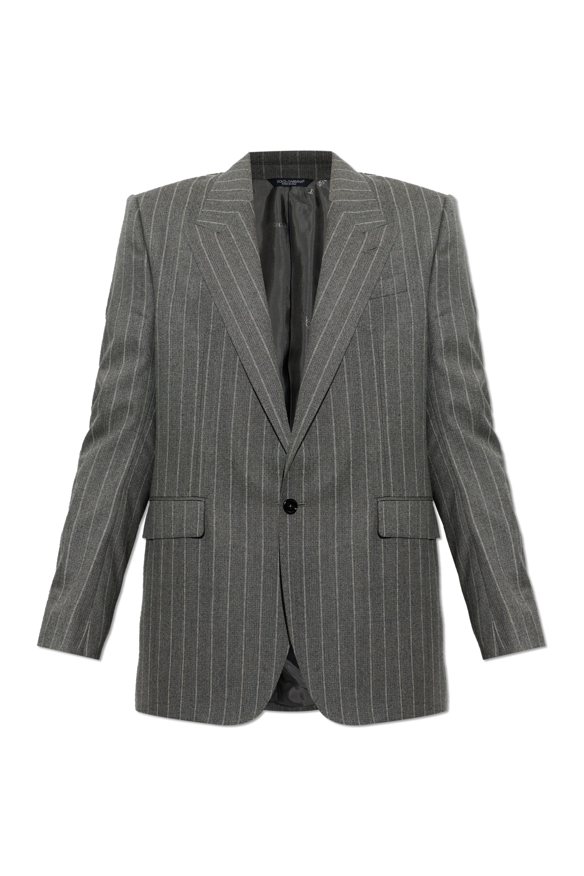 Dolce & Gabbana Grey Pinstripe Palermo Wool Jacket