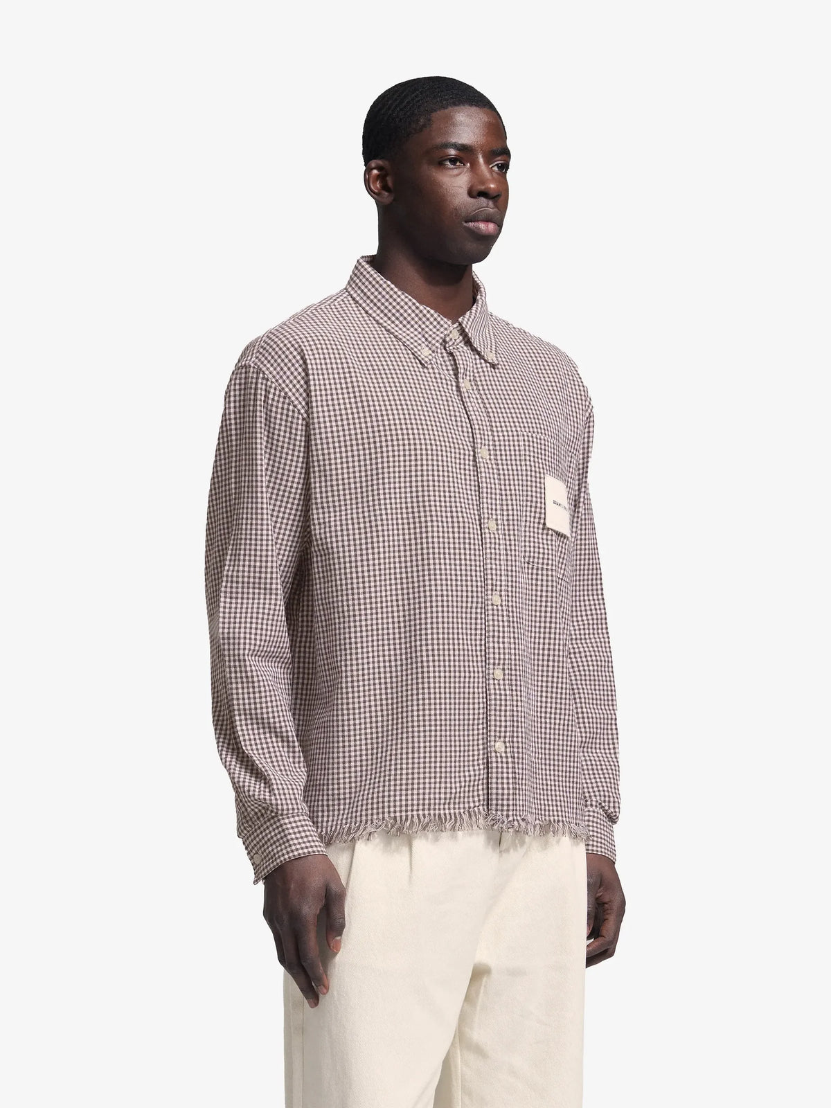 Brams Fruit Brown Distressed Farmer’s Shirt LS