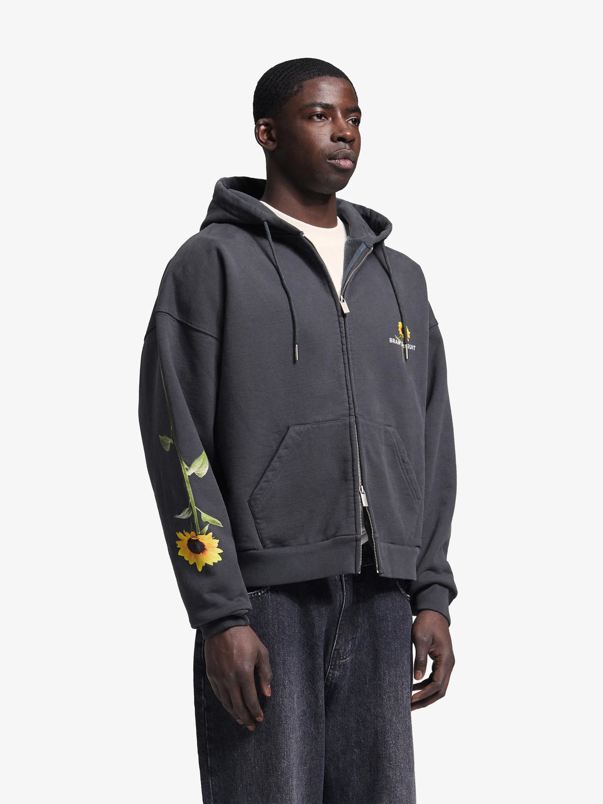 Brams Fruit Black Sunflower Reißverschluss-Hoodie