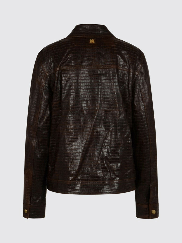 Amiri Croc Embossed Brown Blouson