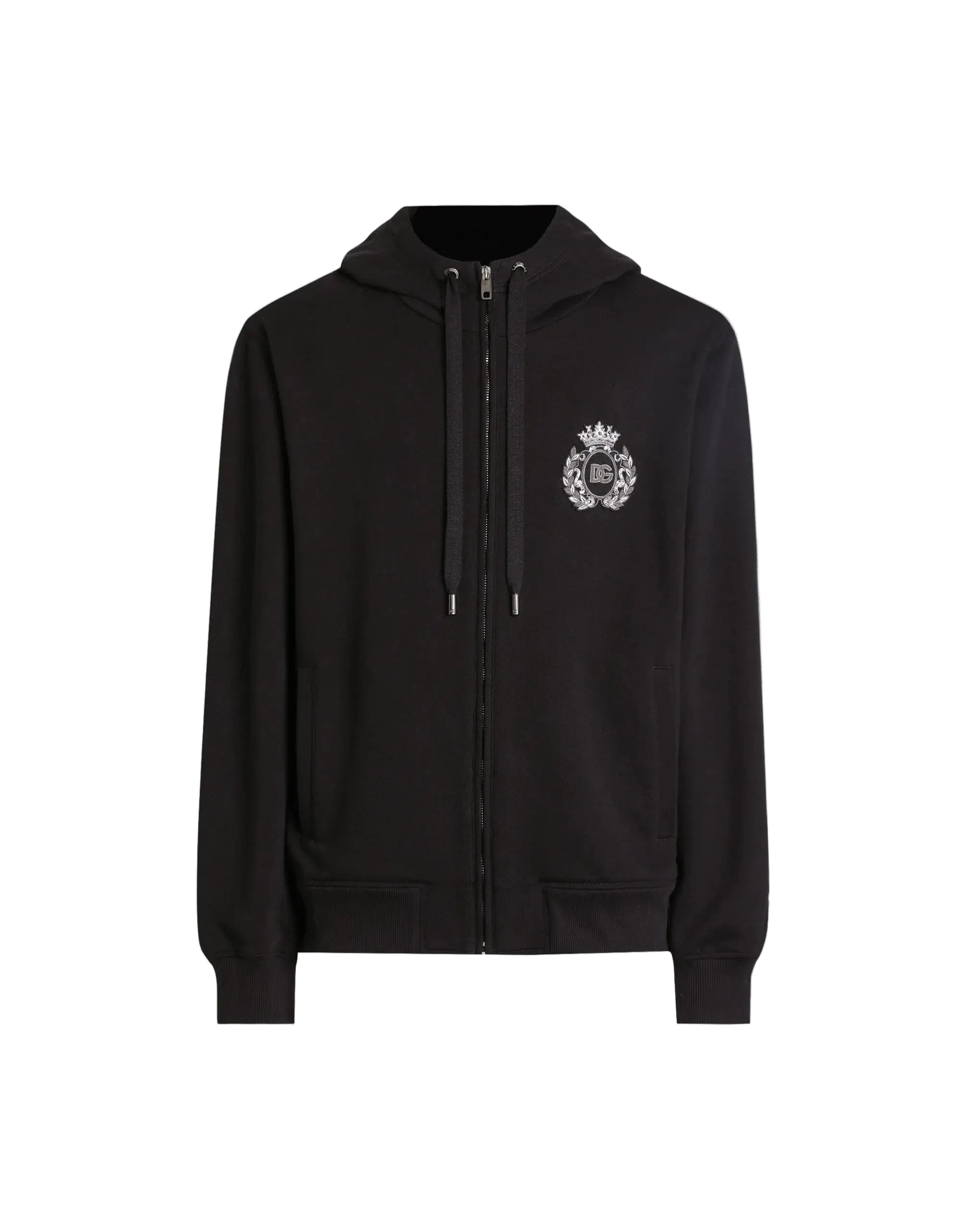 Dolce & Gabbana Black Zip Hoodie with patch