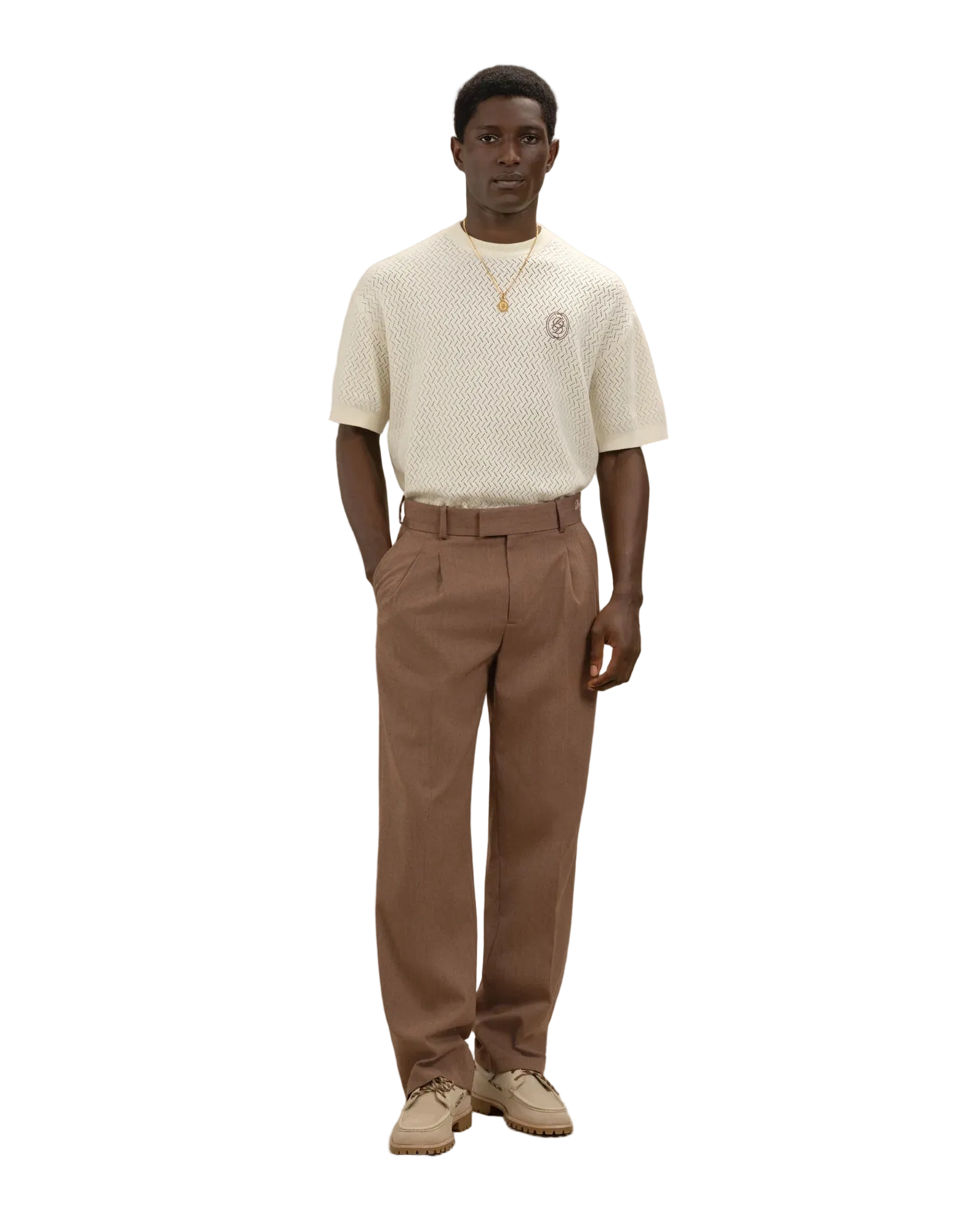 Drole de Monsieur Off White T-Shirt Maille AjourÈe D Miroir