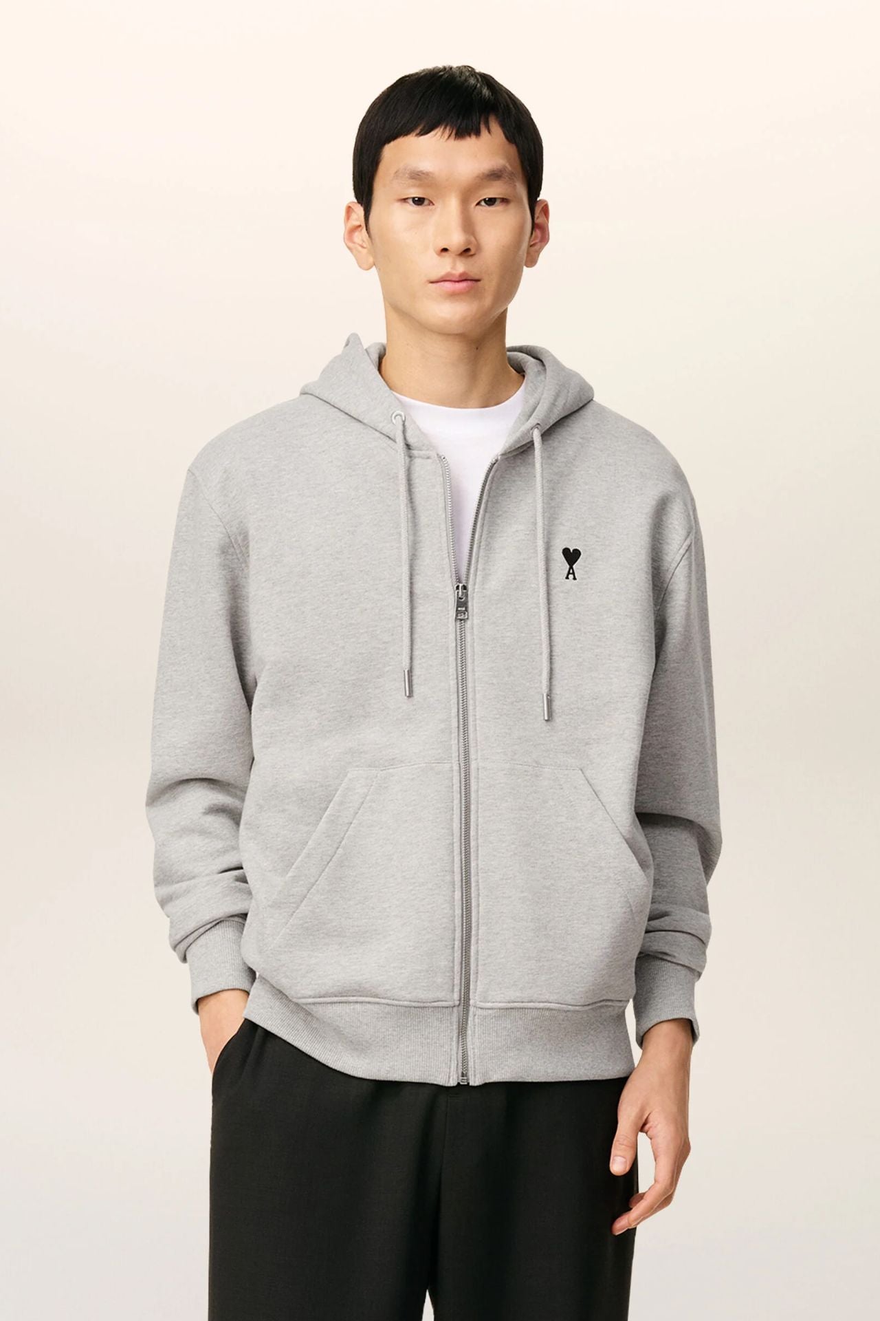 Zipped Contrasted Green Ami De Coeur Hoodie