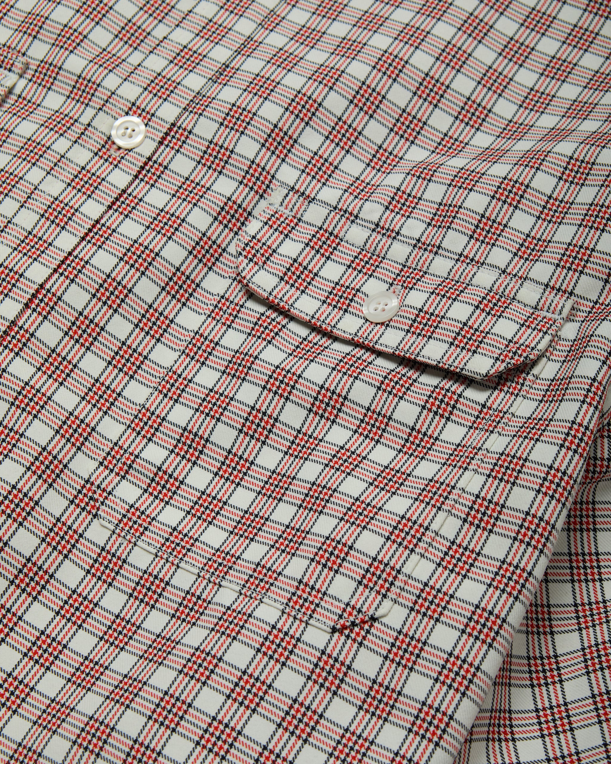 Willy Chavarria Red White Picnic Ss Corcoran Shirt detail