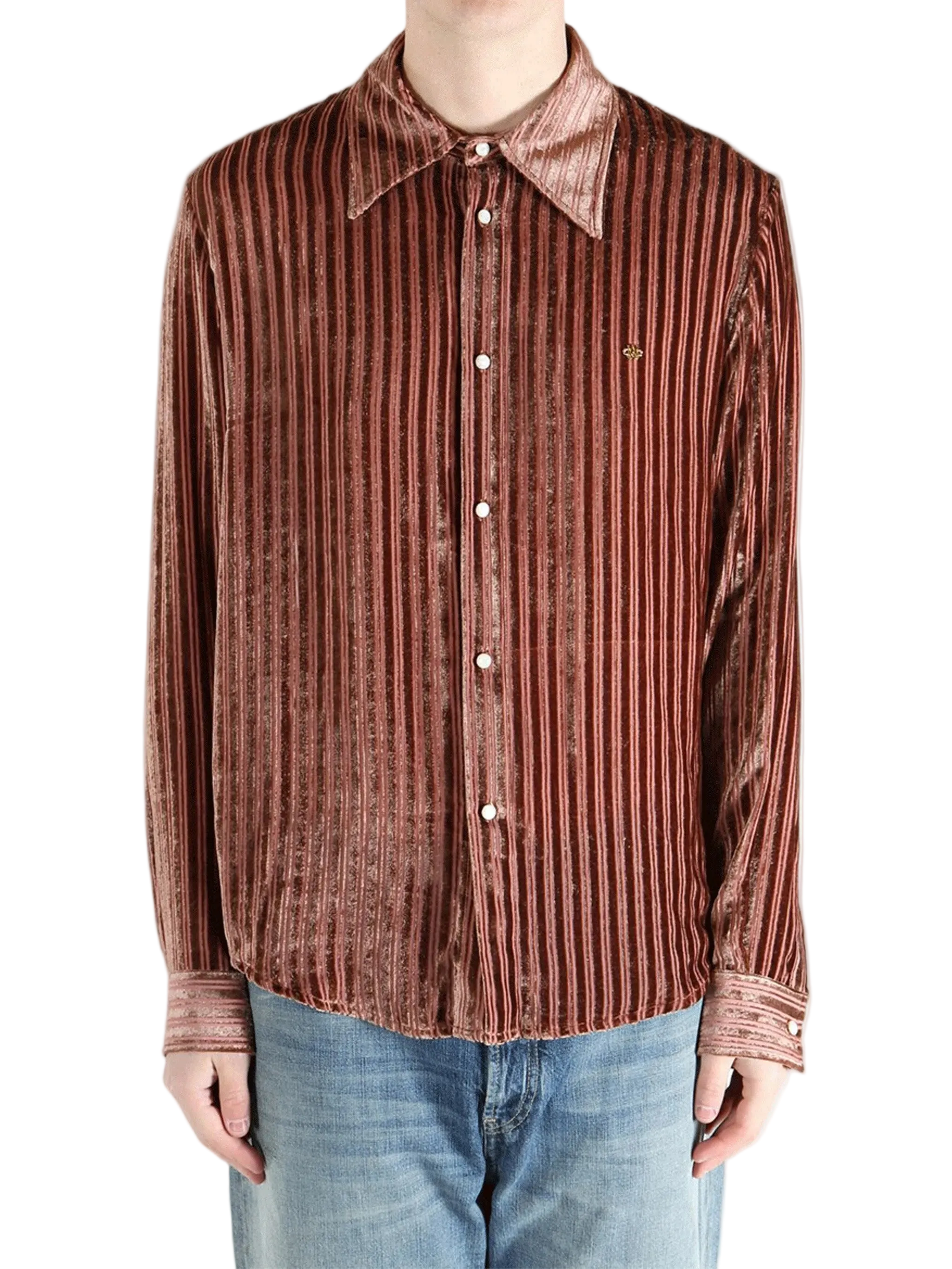 Amiri Velvet Red Stripe Ls Shirt model front