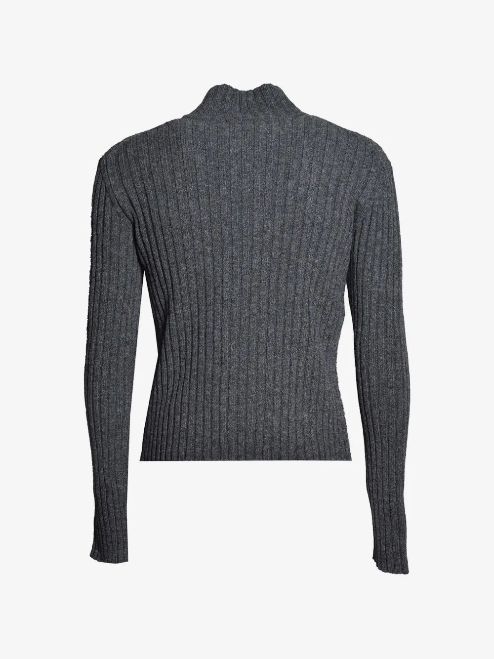 Jil Sander graue gerippte Strickjacke mit Reißverschluss