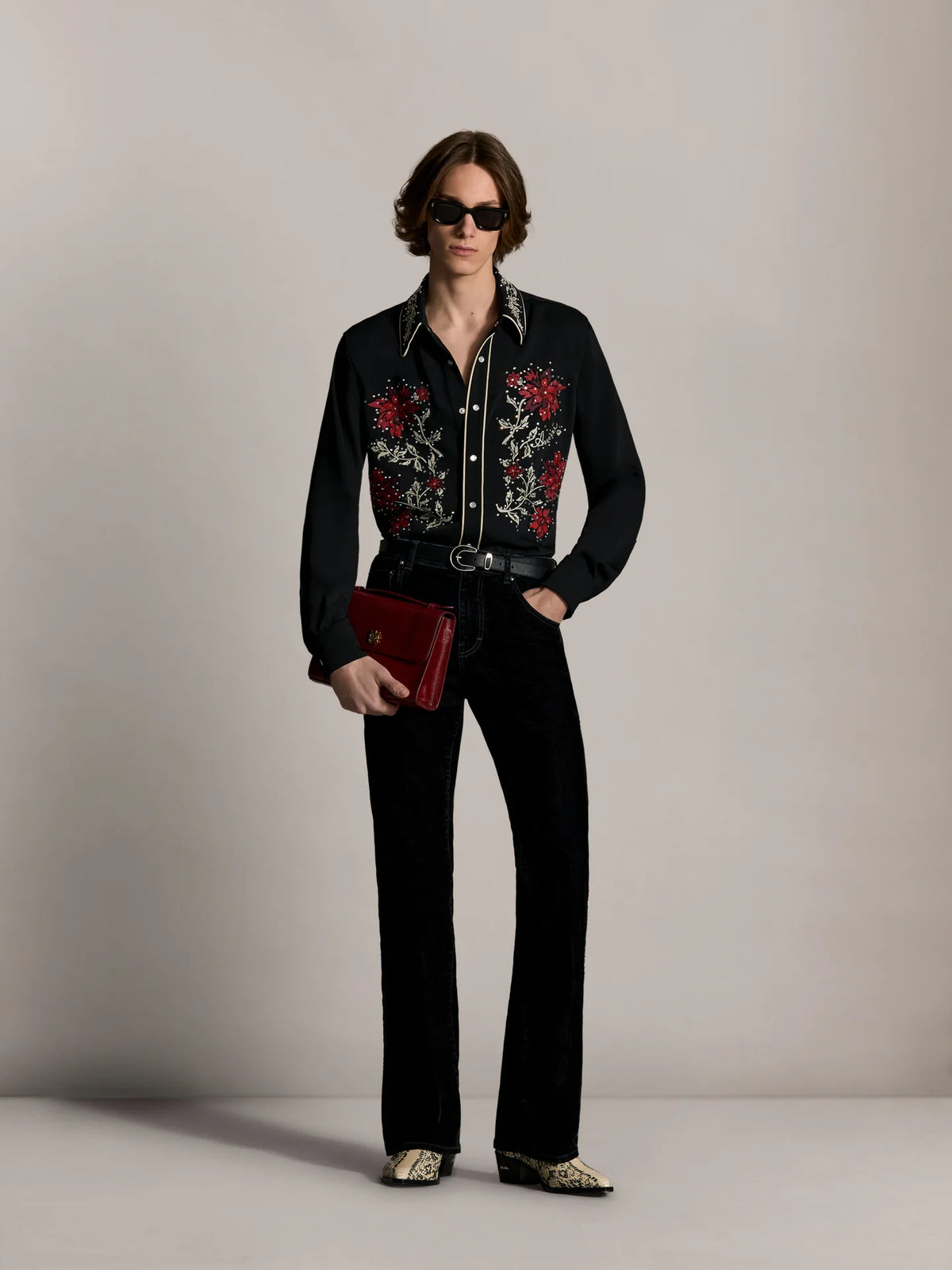 Amiri Embellished Flowers Shirt