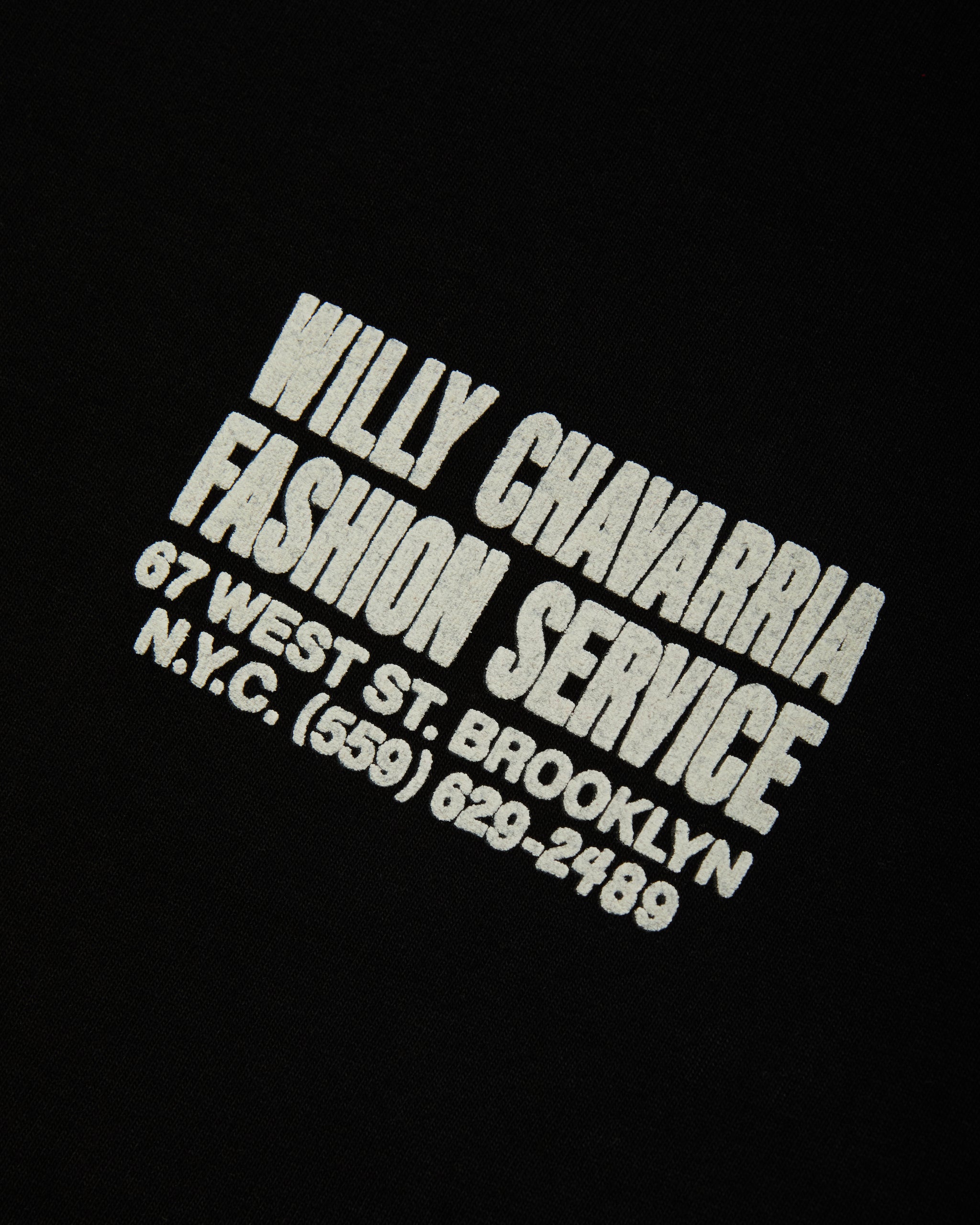 Willy Chavarria Red "Fashion Services" - Standard Tee Detail