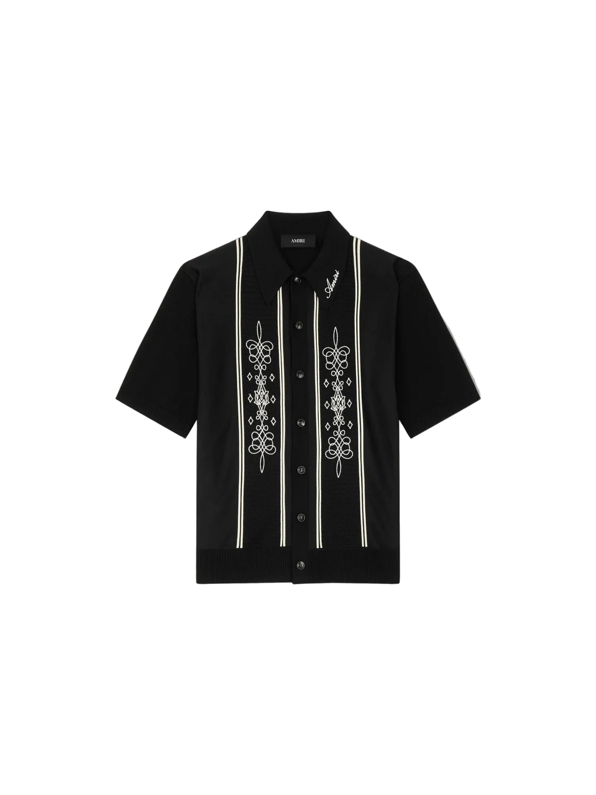 Amiri Black Paneled Knit Shirt
