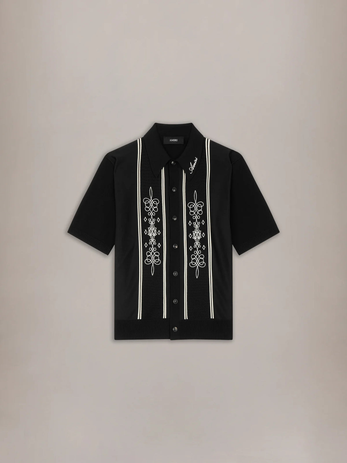 Amiri Black Paneled Knit Shirt