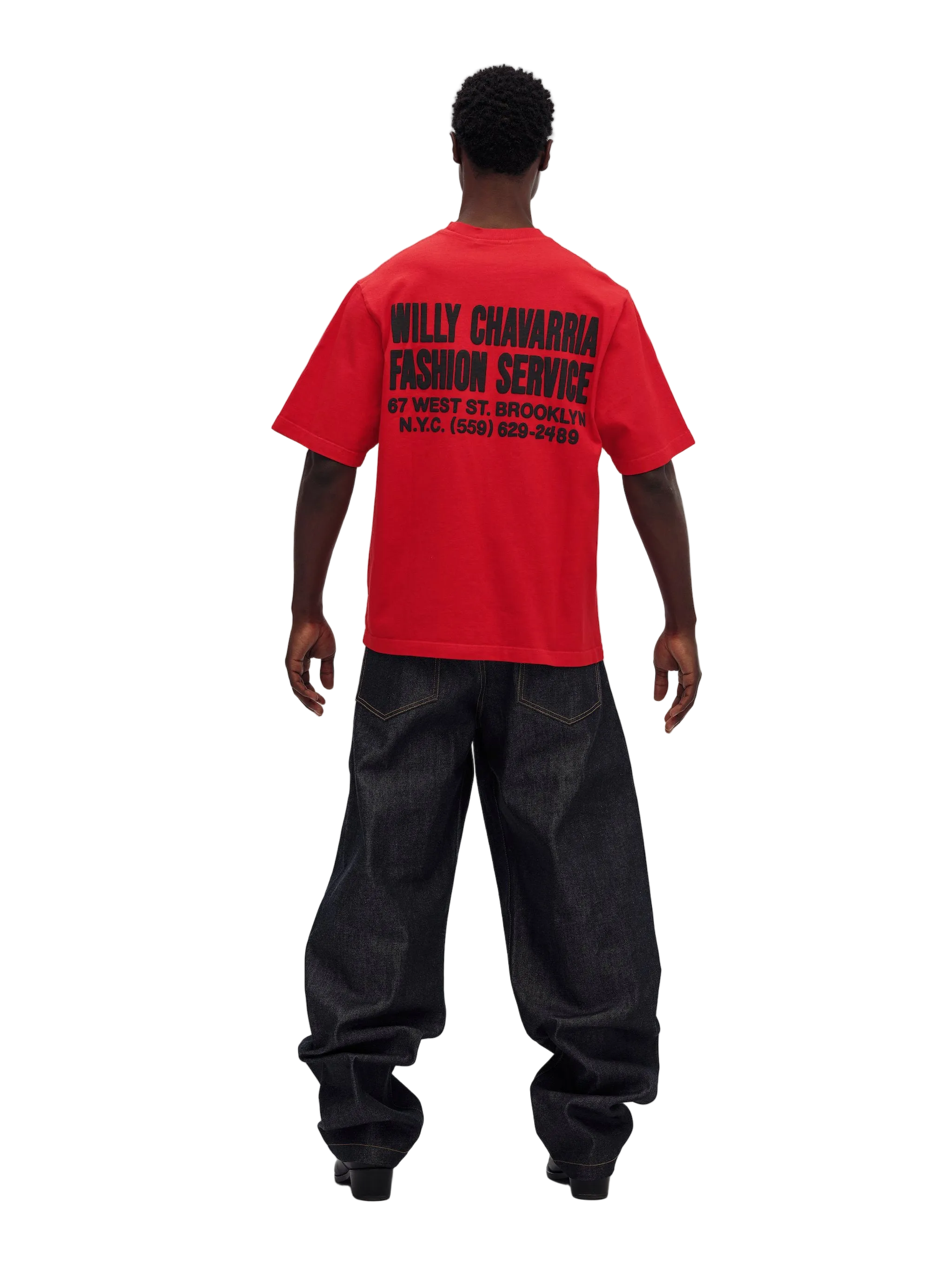 Willy Chavarria Red "Fashion Services" - Standard Tee Model Back