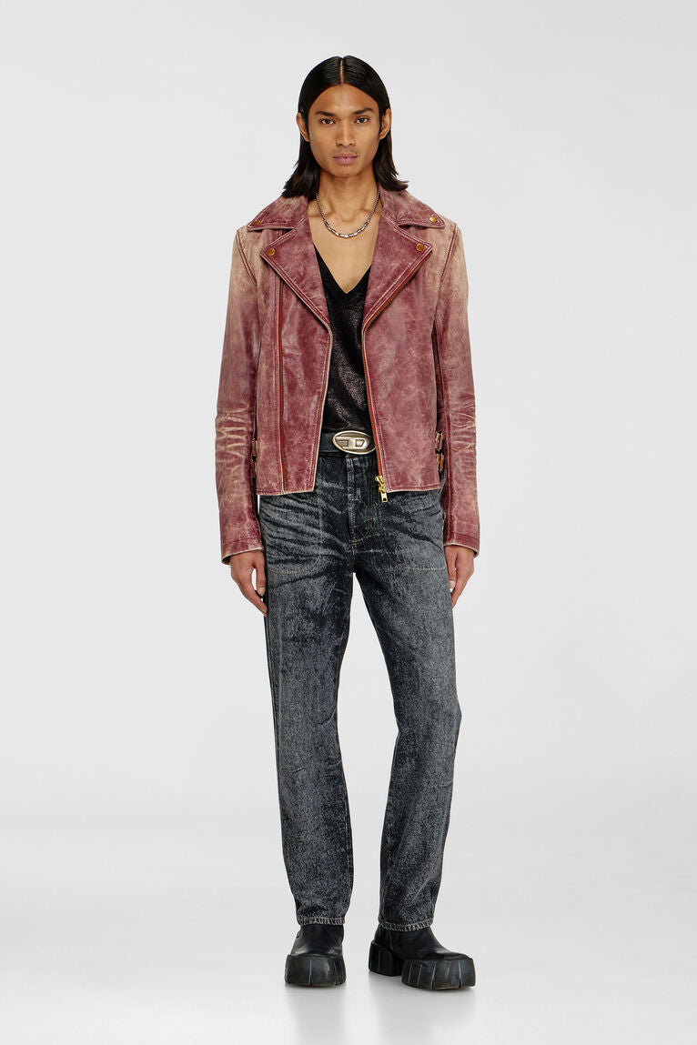 Diesel Red Eon Leather Jacket model front