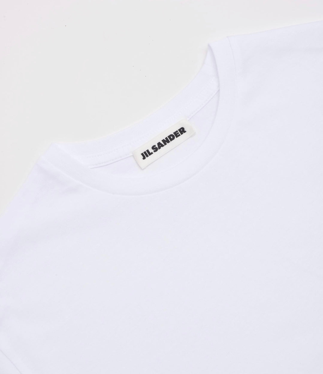Jil Sander White Cotton Crew T-Shirt flat detail