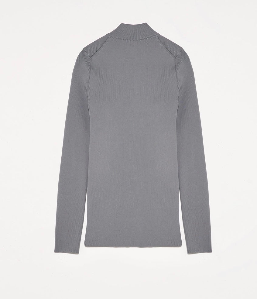 Jil Sander Grey Technical Rib Mock Neck Jumper