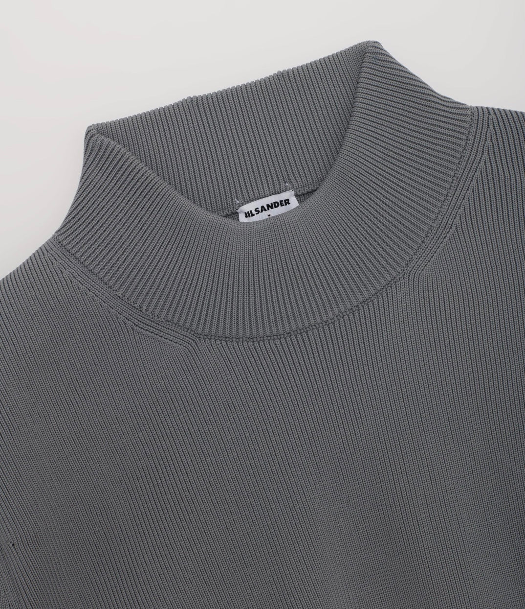 Jil Sander Grey Technical Rib Mock Neck Jumper