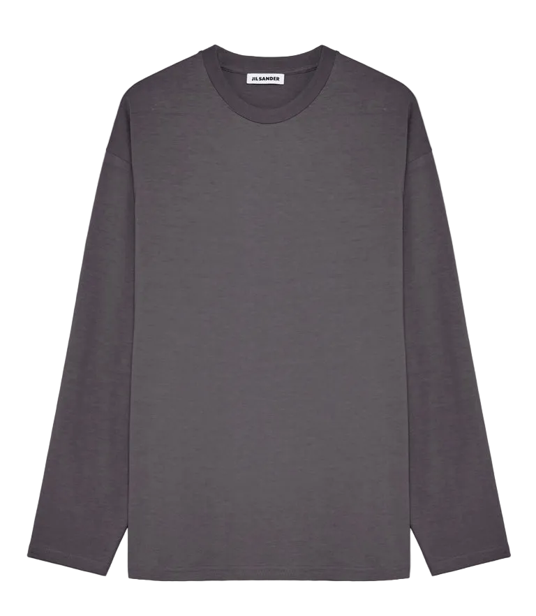 Jil Sander Langarmshirt aus leichtem Baumwolljersey mit Rundhalsausschnitt