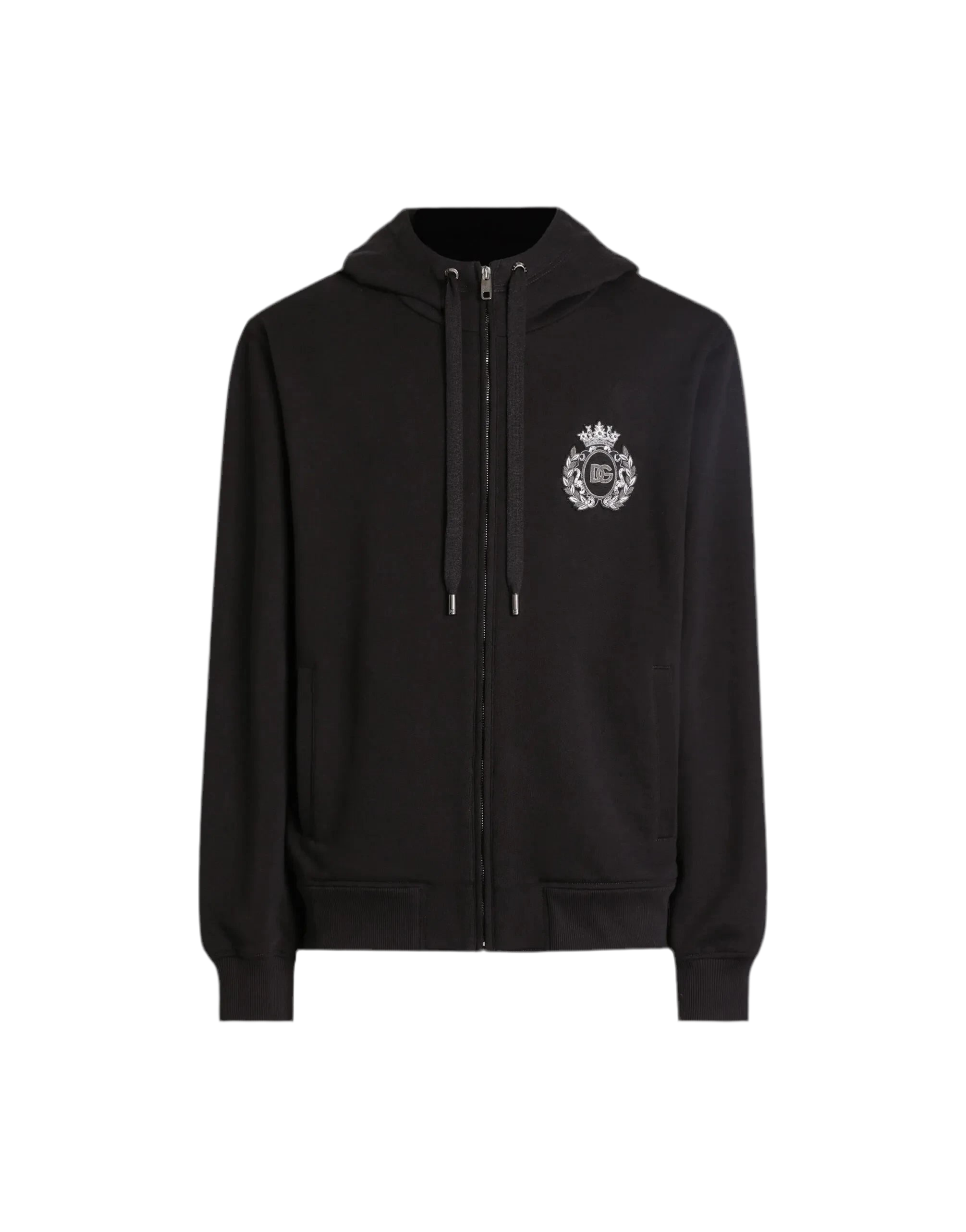 Dolce & Gabbana Black Zip Hoodie with patch