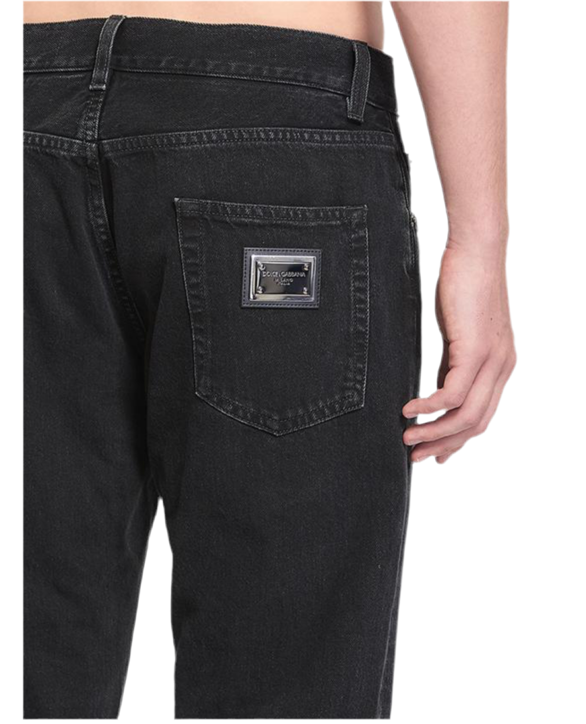 Dolce & Gabbana Washed Black Placket Denim