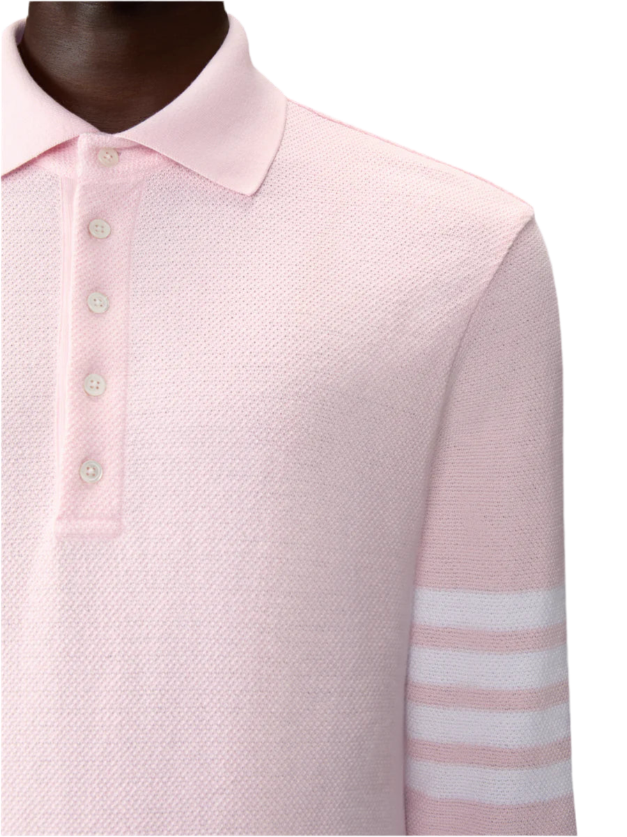 Langarm-Polo aus strukturiertem Piqué mit englischem 4-Streifen-Logo