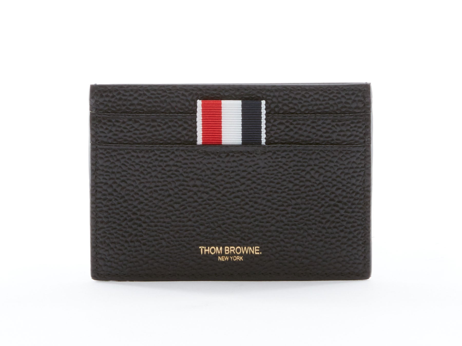 Double Sided Card Holder W/ Rwb Gg Tab In Pebble Grain Leather