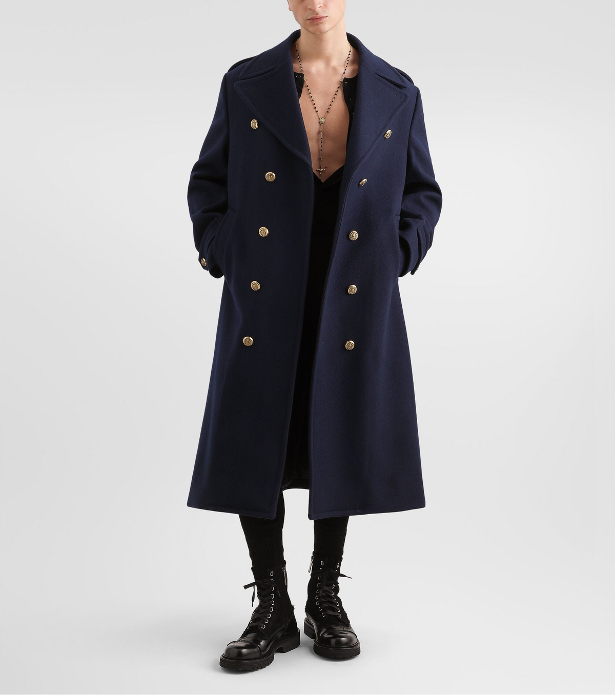 Dolce & Gabbana Navy Wool Coat