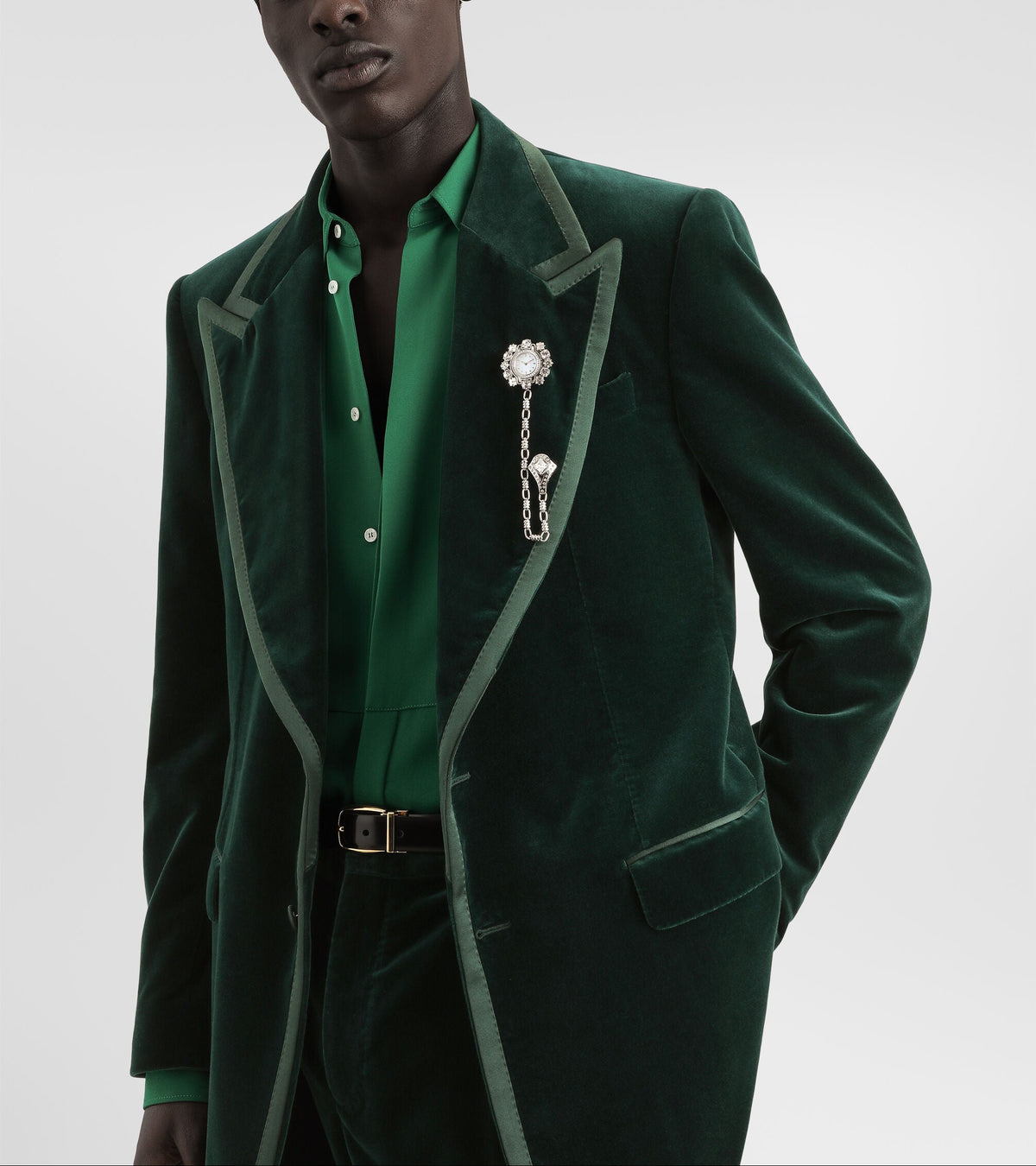 Dolce & Gabbana Green Velvet Tuxedo Jacket