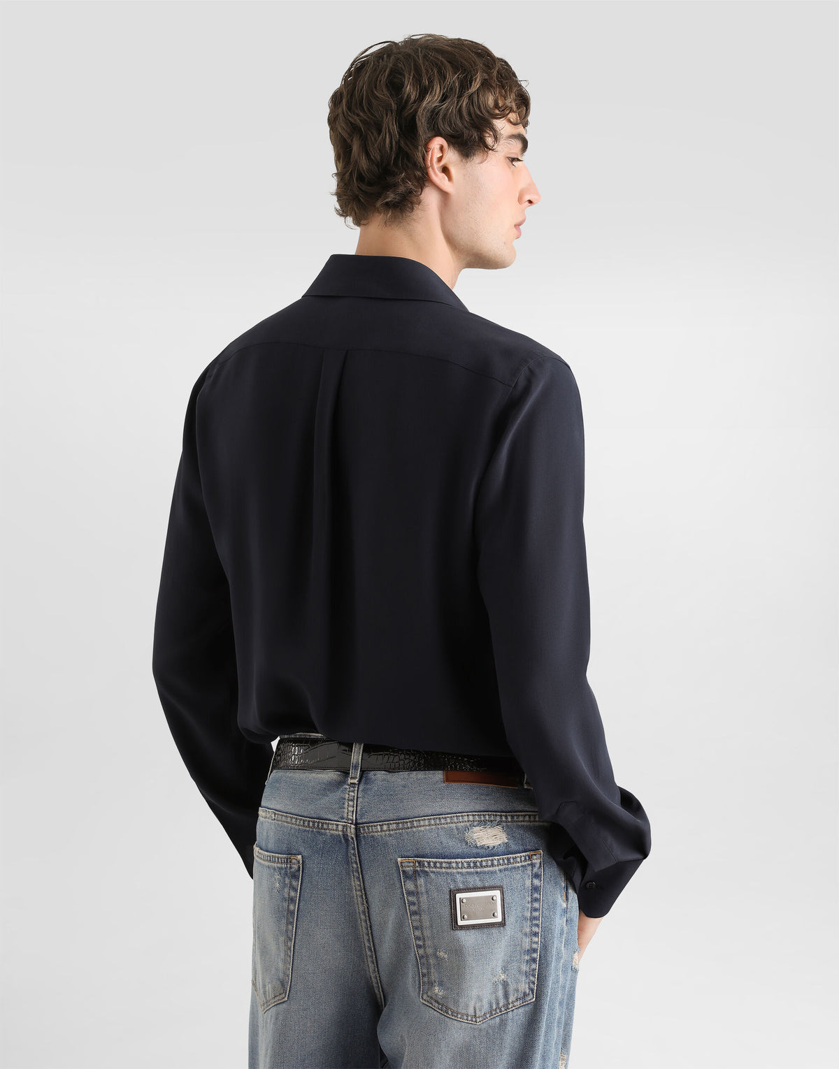 Dolce & Gabbana Navy Silk Shirt