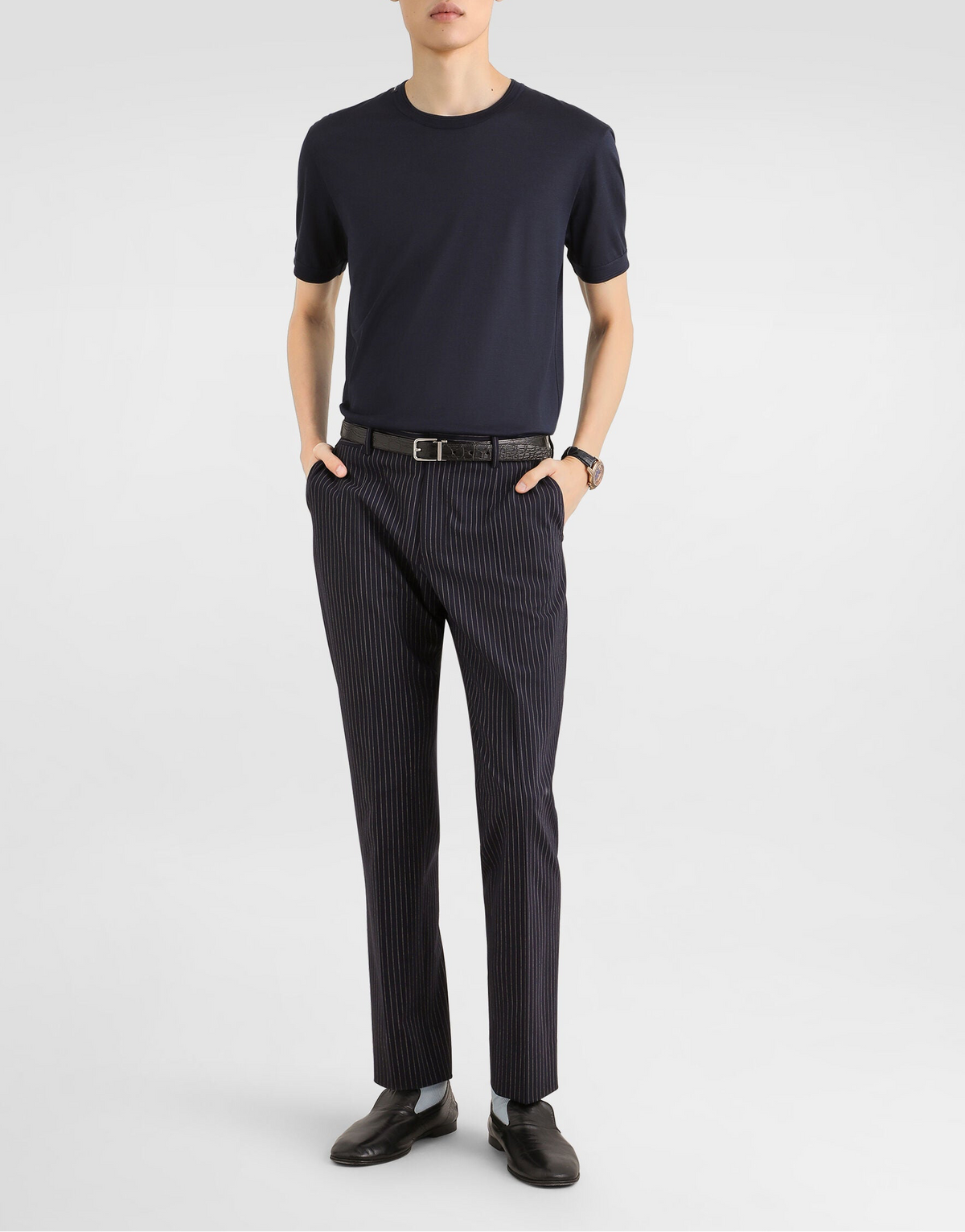 Dolce & Gabbana Navy Silk T-shirt