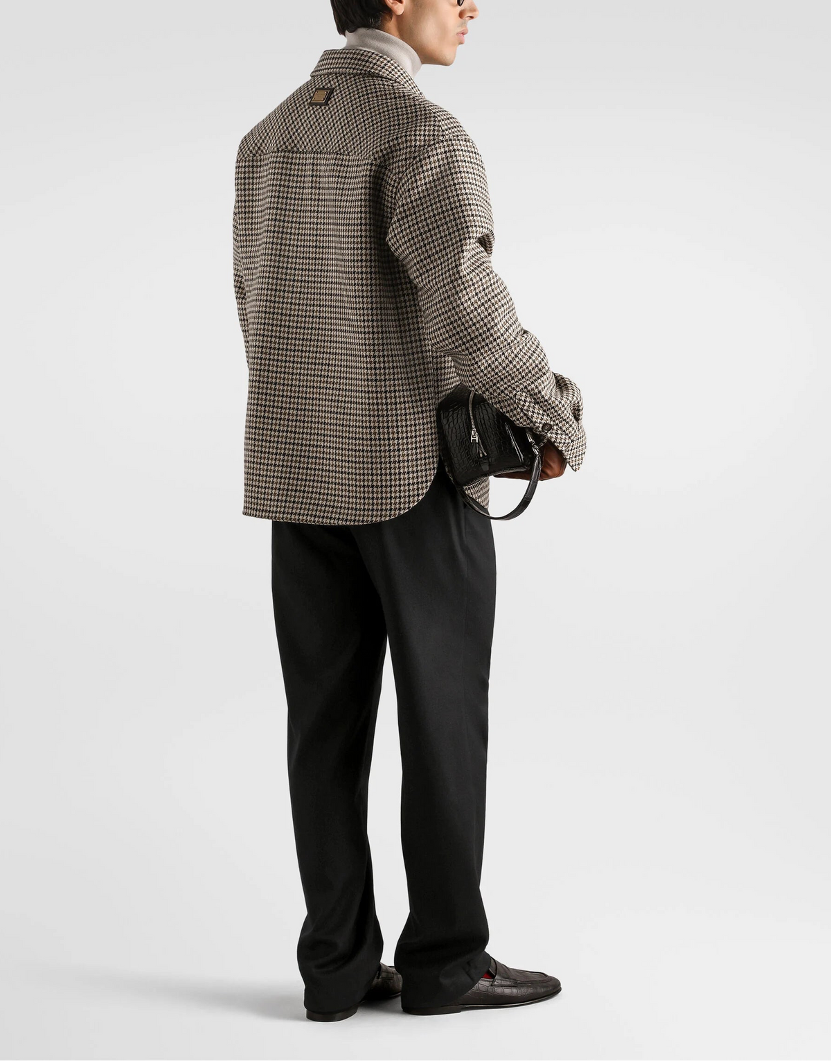 Dolce & Gabbana Beige Quilted Houndstooth Wool Jacket