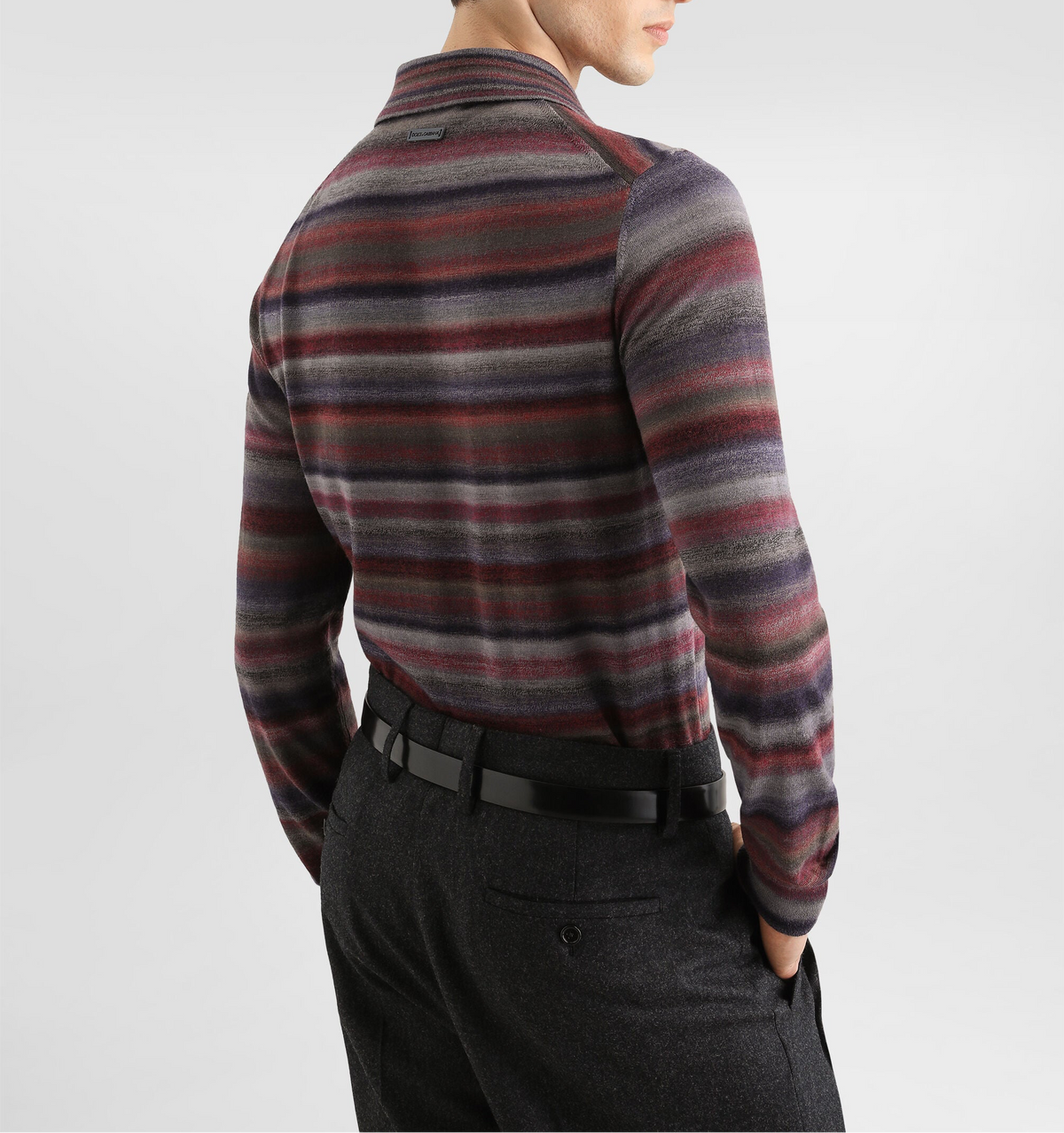 Dolce & Gabbana Bordeaux Striped Wool Polo