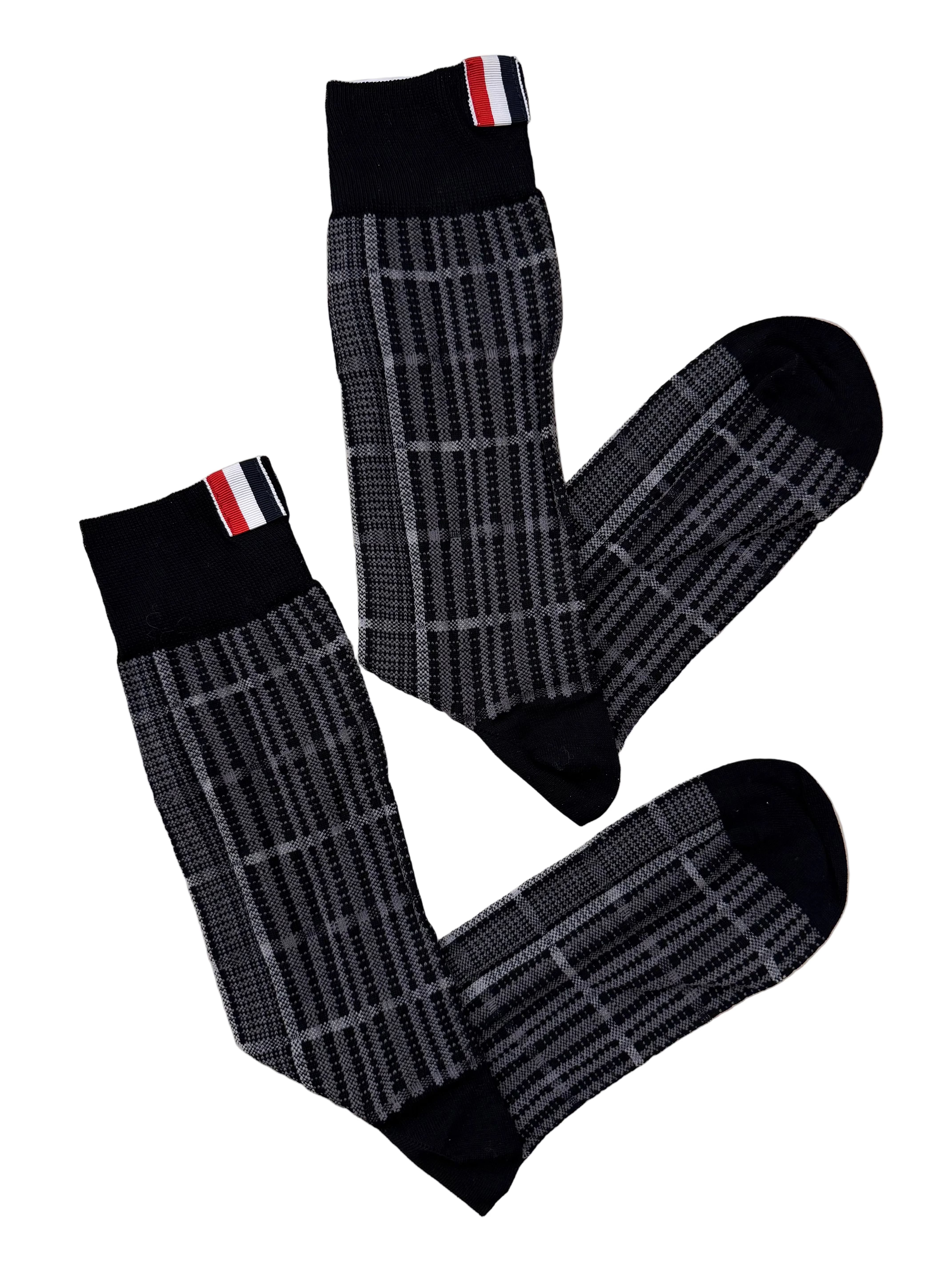 Plaid Check Jacquard Mid Calf Socks In Cotton