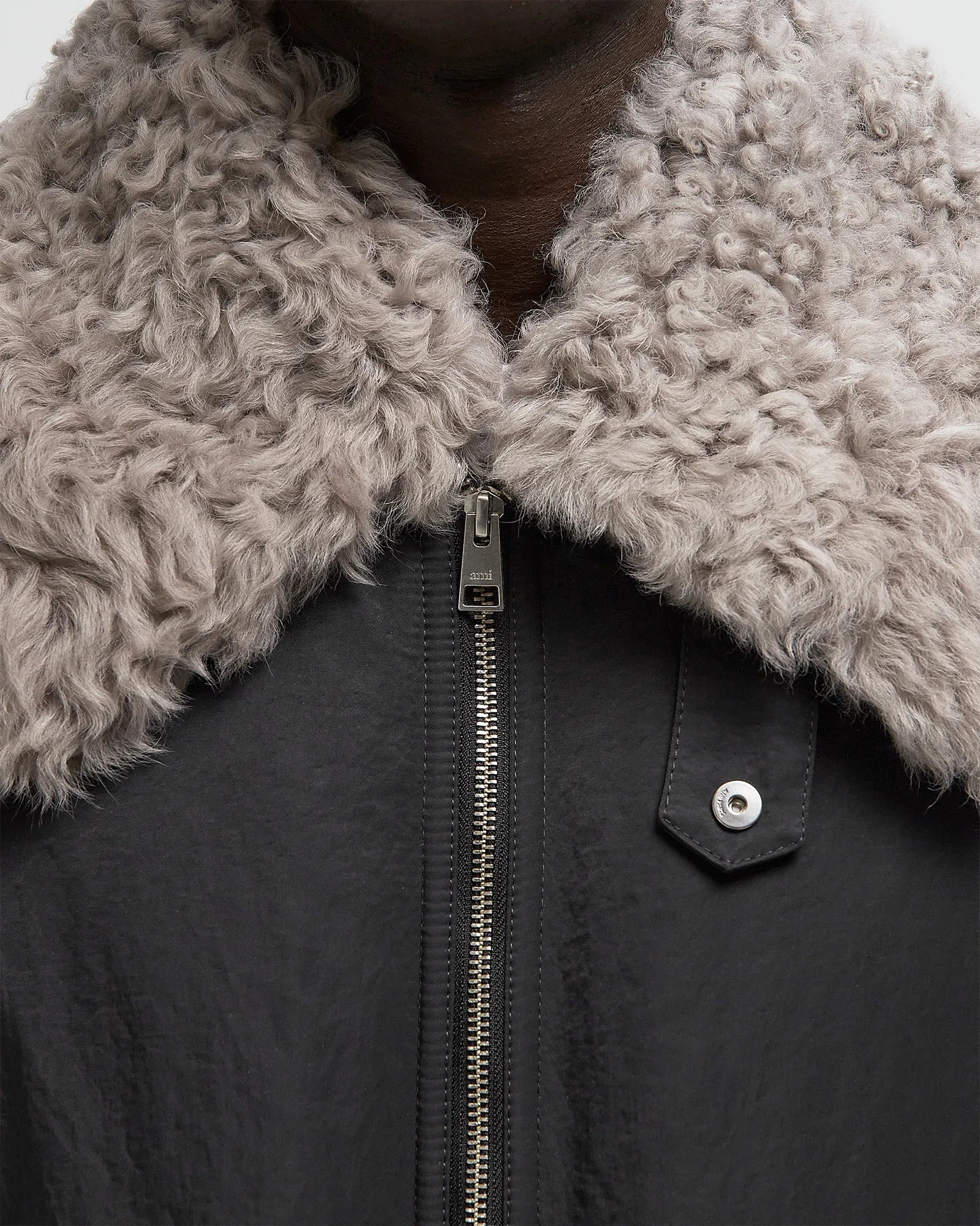 AMI Padded Bomber with Shearling Collar