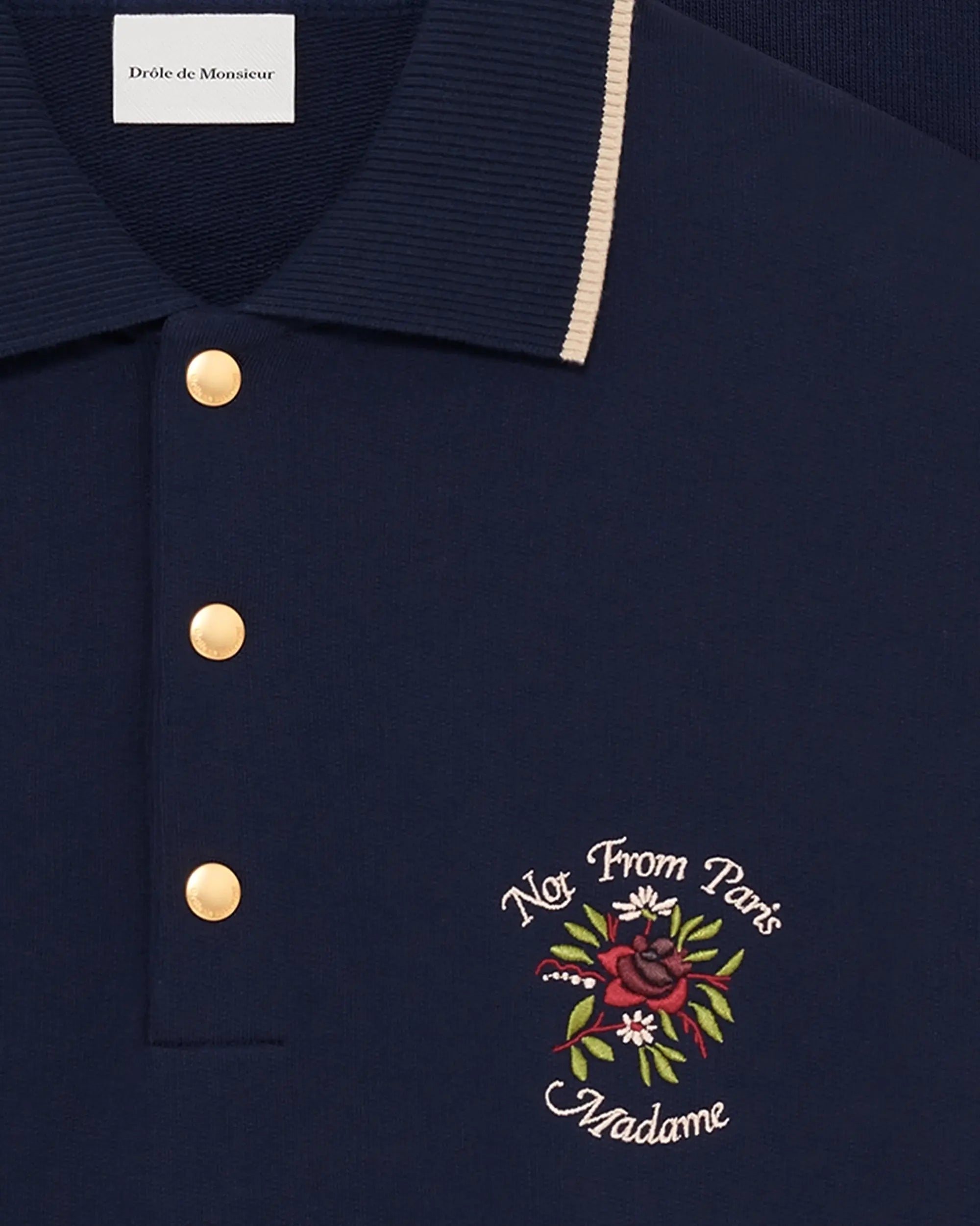 Drole de Monsieur Navy Polo Slogan Rose