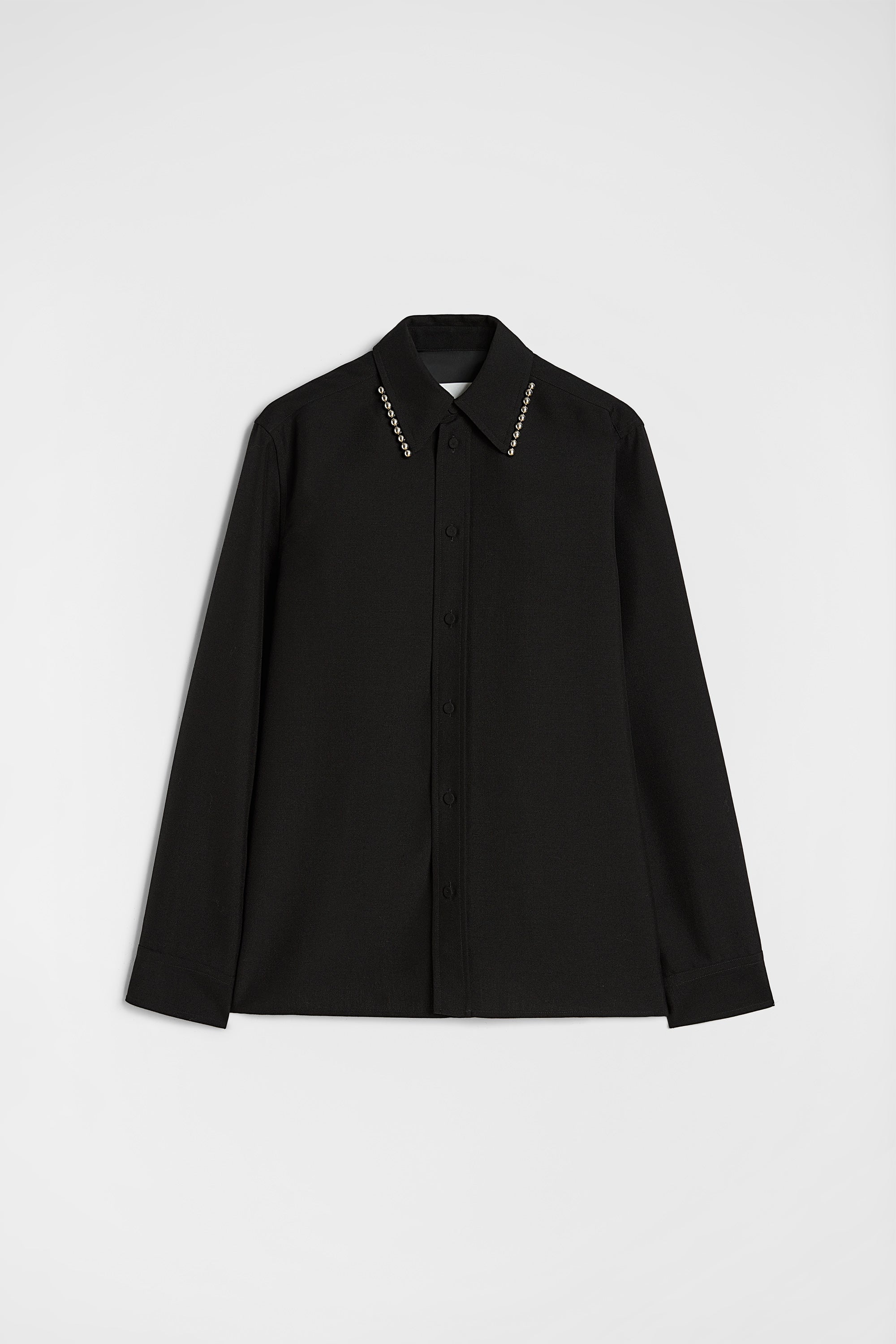 Jil Sander Black Virgin Wool Mohair Shirt 174 With Ball Studs