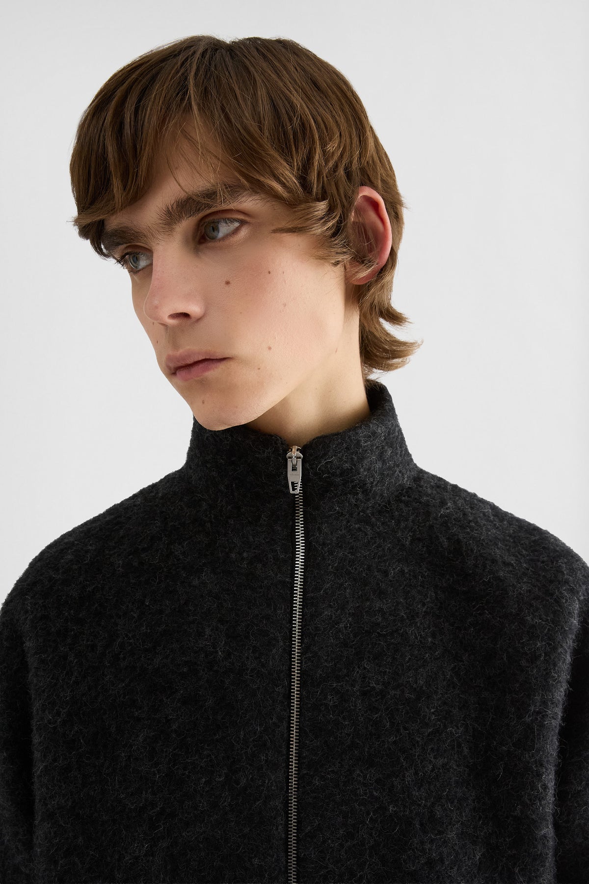 Jil Sander graues Fleece-Sweatshirt mit Reißverschluss