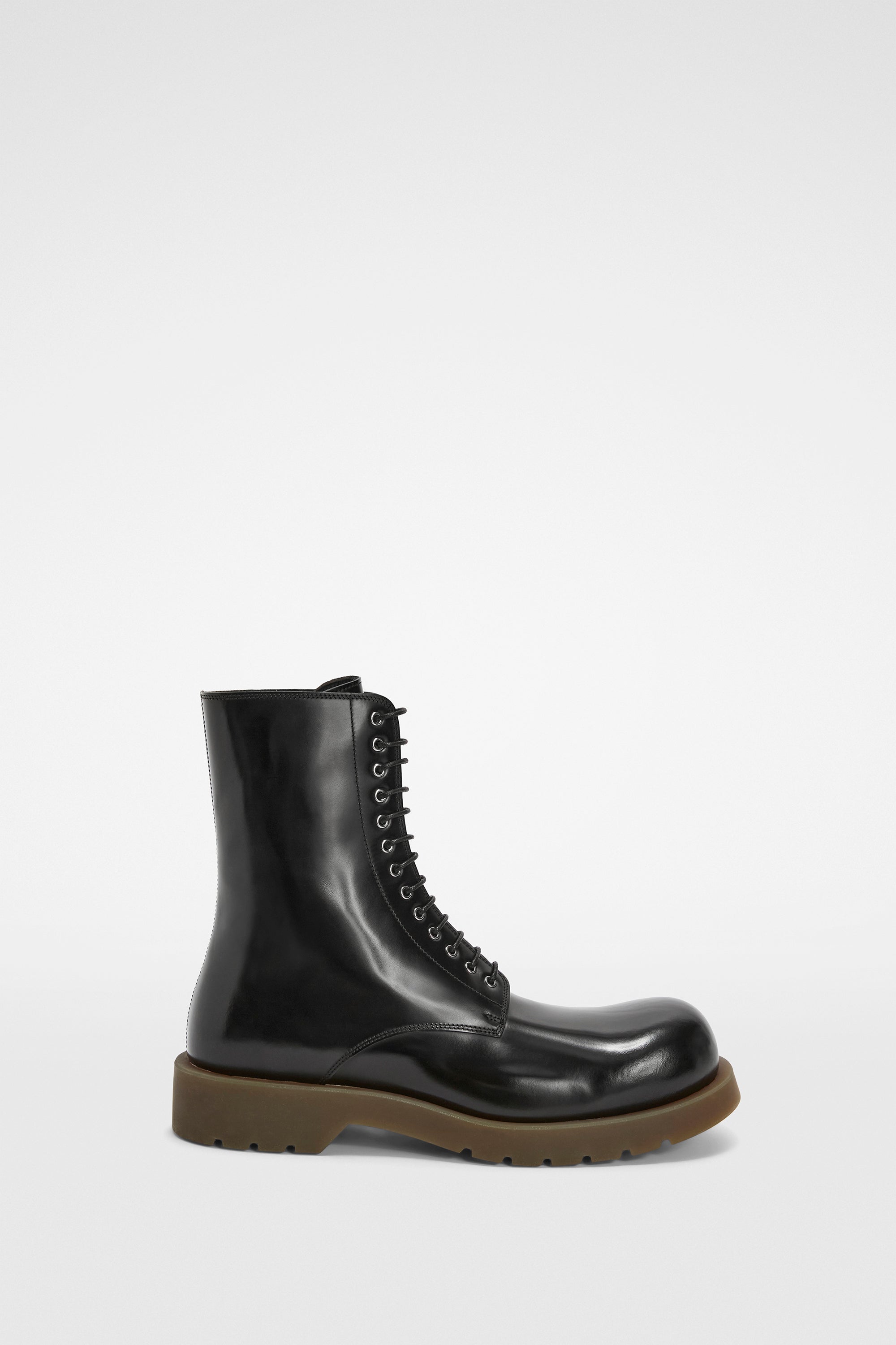 Jil Sander Black Shiny Leather Combat Boot