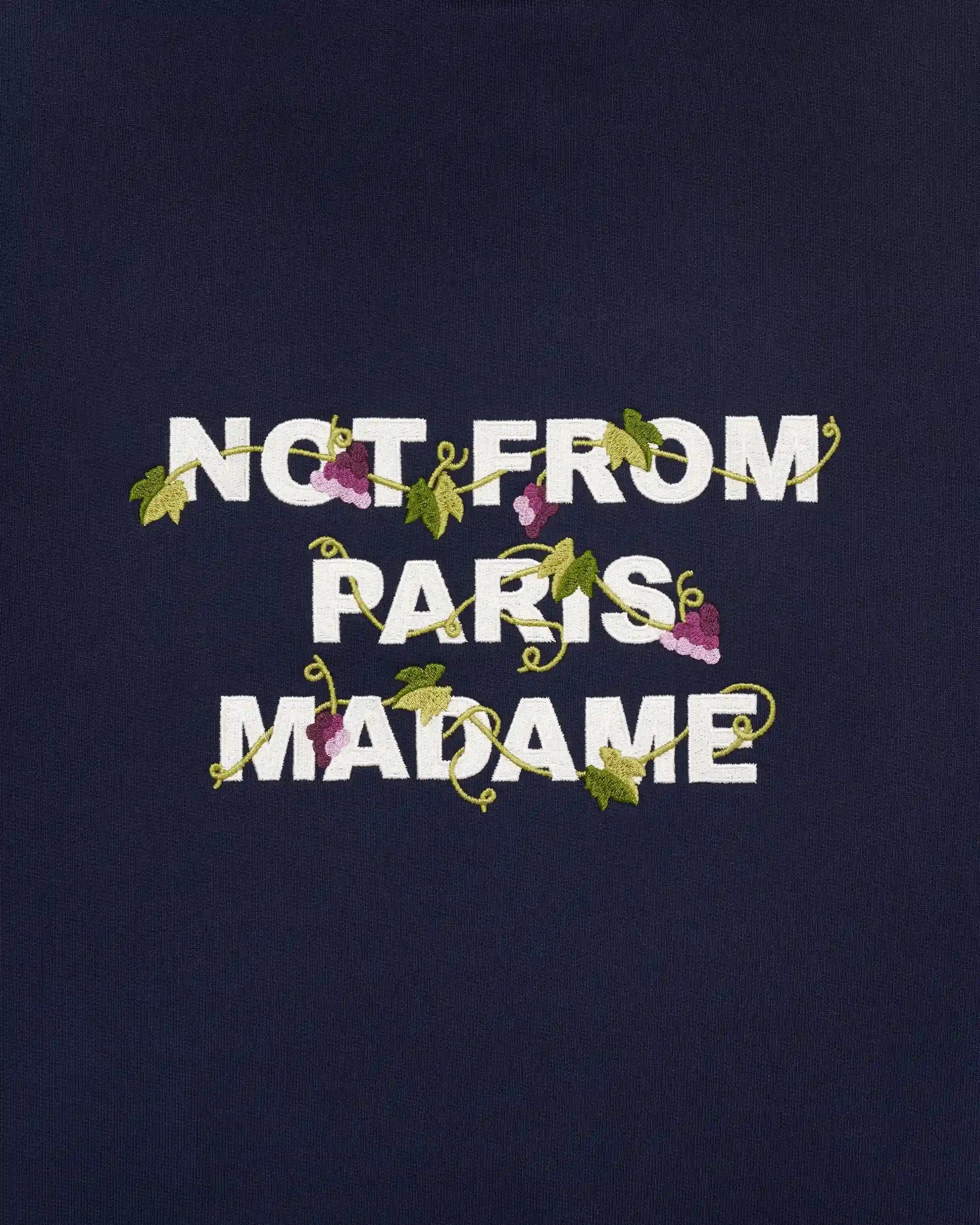 Drole de Monsieur Navy Vine Embroidered Slogan Hoodie