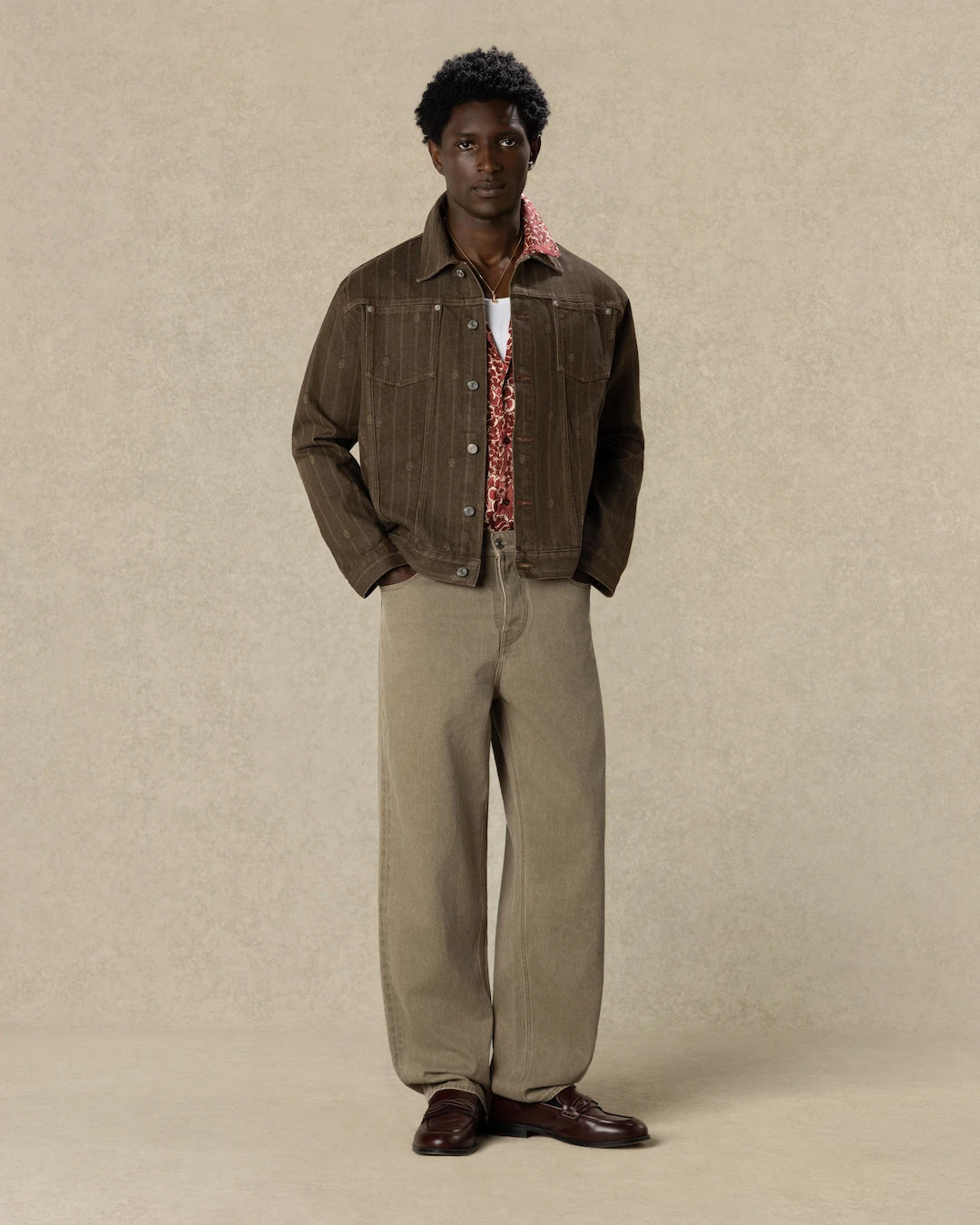 Drole de Monsieur Brown Monogram Denim Jacket