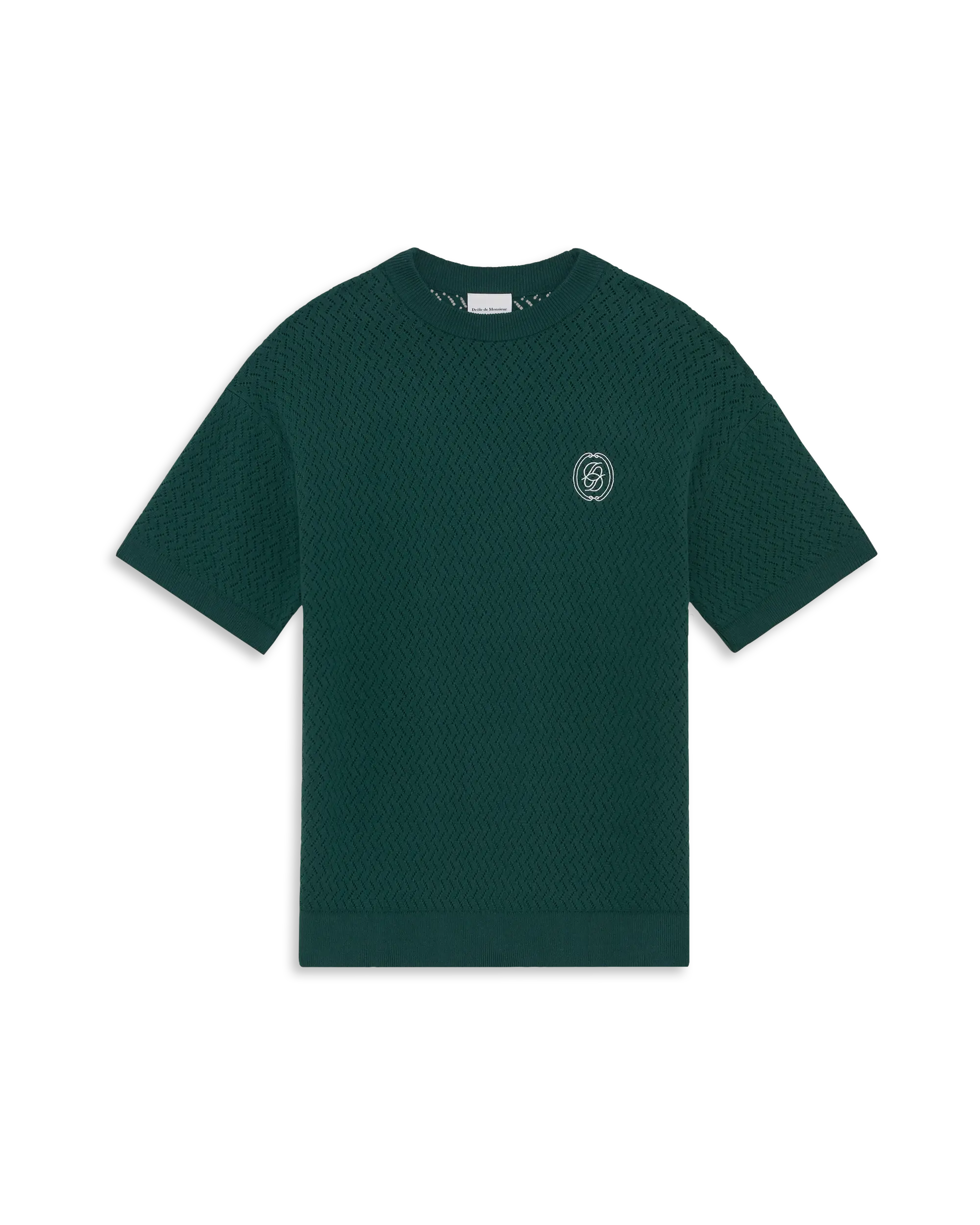 Drole de Monsieur Green D Mirror Openwork Knit T-shirt