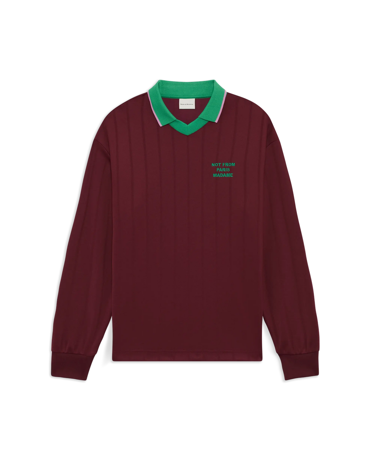 Drole de Monsieur Burgundy Slogan LS Polo flat front