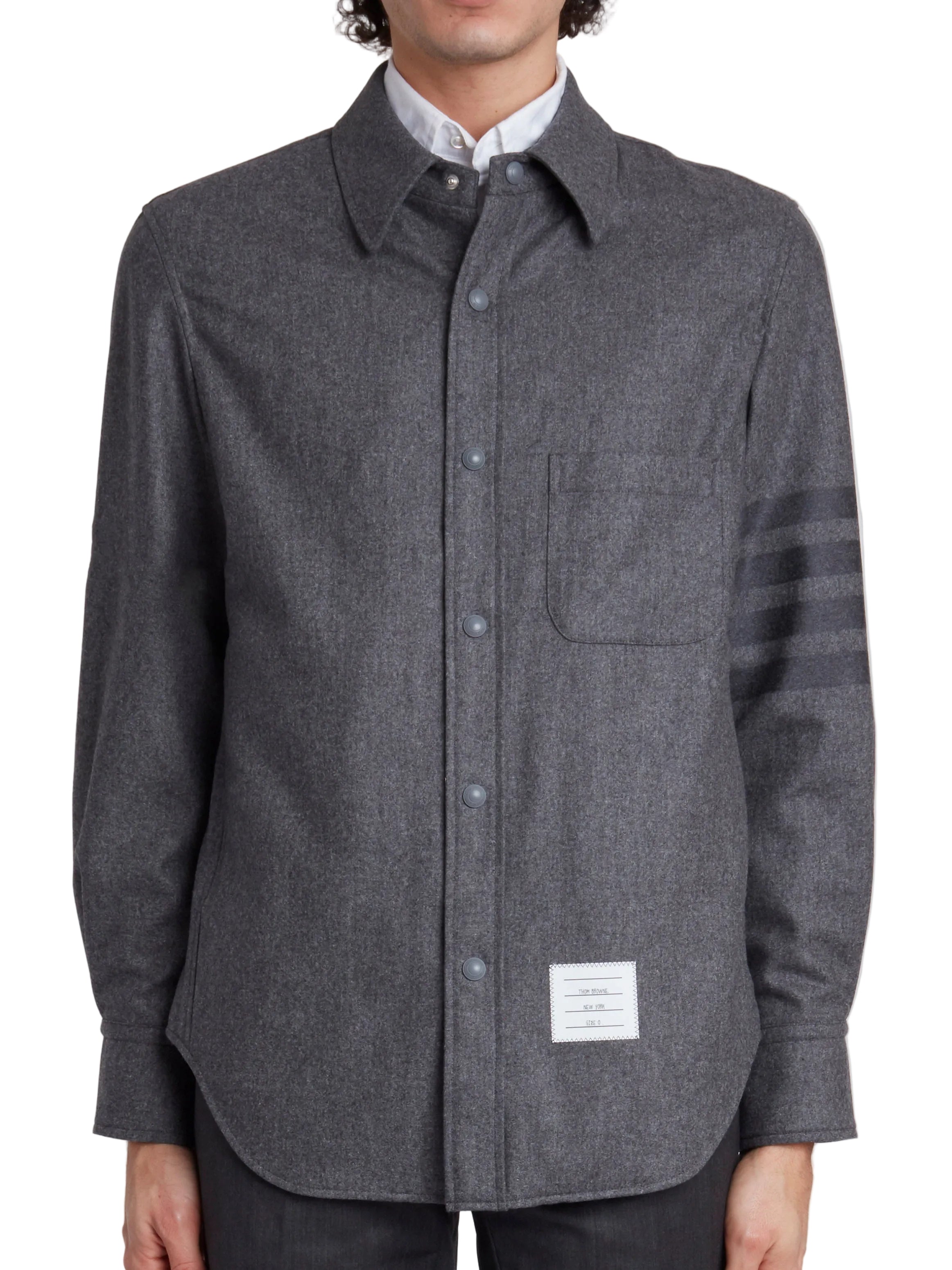 Skjortajacka med tryckknappar framtill och tonal 4-bar i flanell