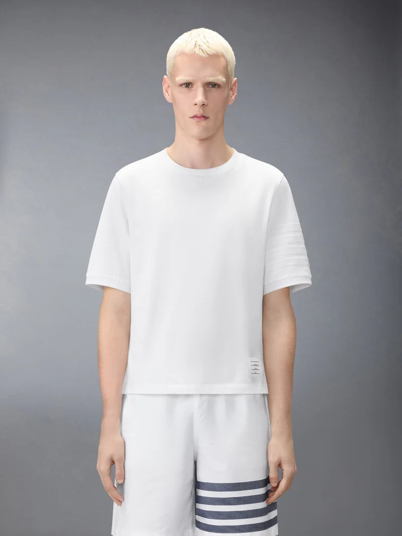 Thom Browne White 4 Bar Rib Cuff Tee