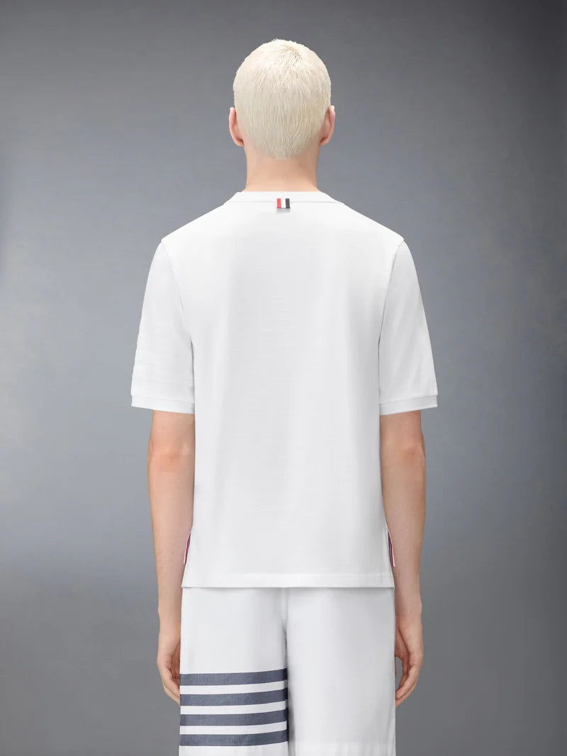 Thom Browne White 4 Bar Rib Cuff Tee