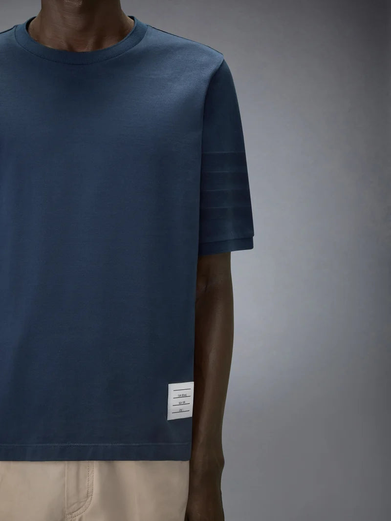 Thom Browne Navy 4 Bar Rib Cuff Tee