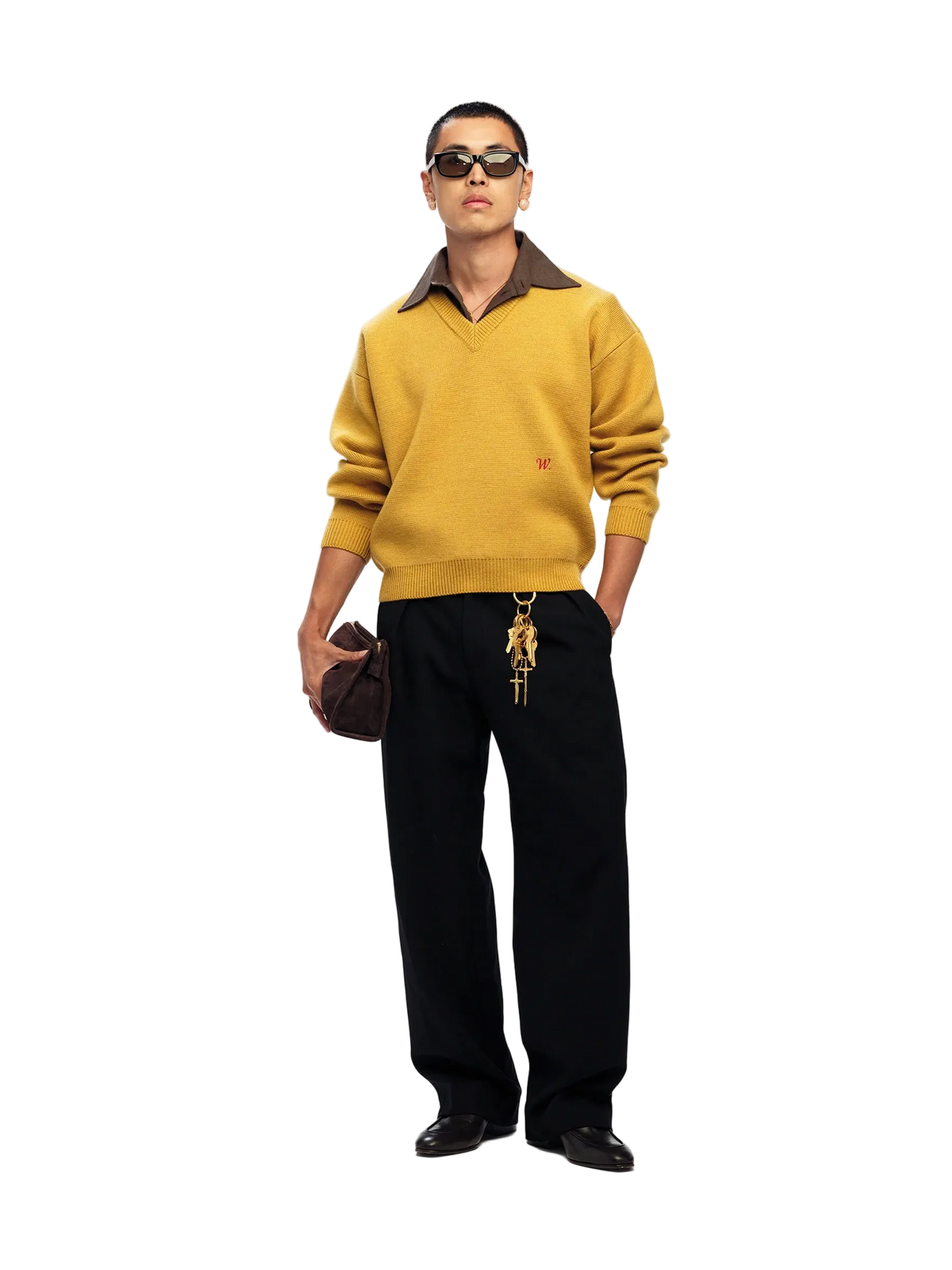 Willy Chavarria Yellow V-Neck Sweater