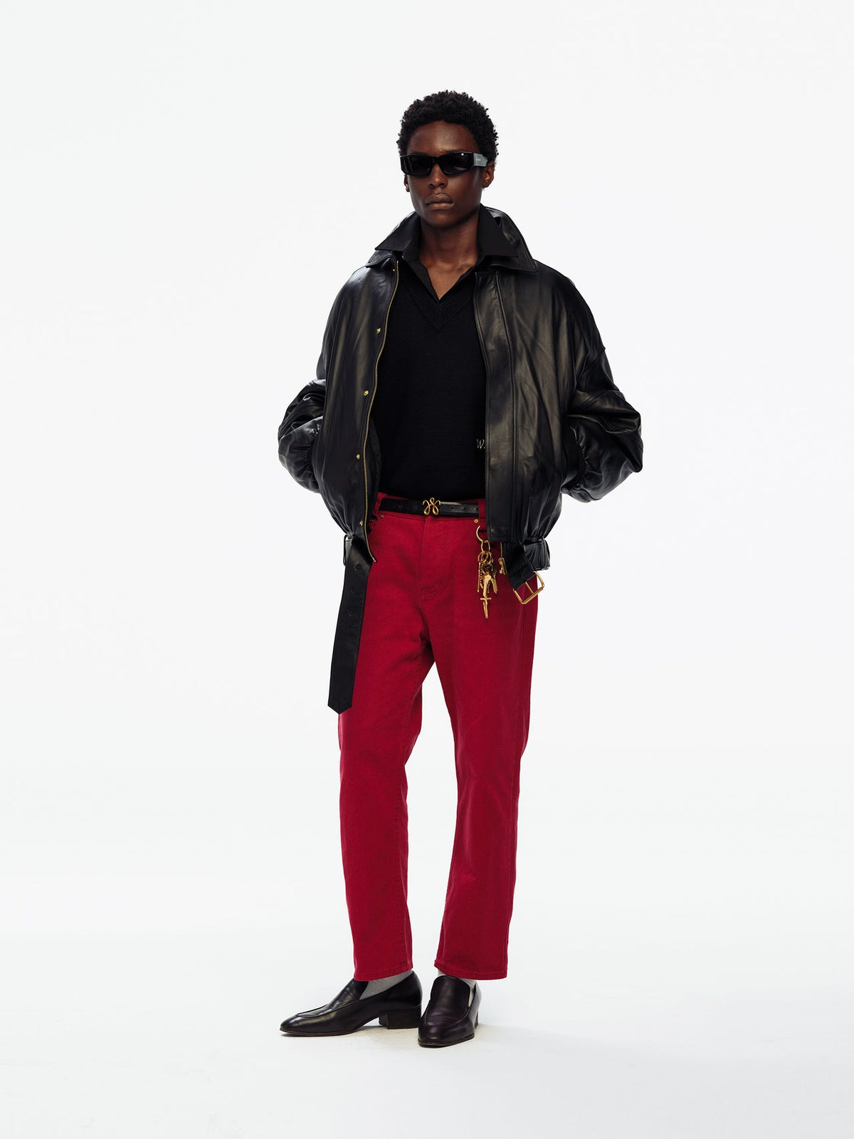 Willy Chavarria Black Hustler Leather Jacket