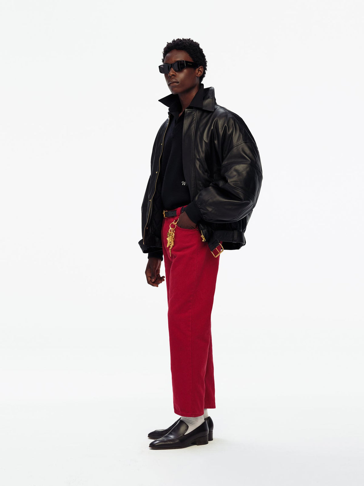 Willy Chavarria Black Hustler Leather Jacket