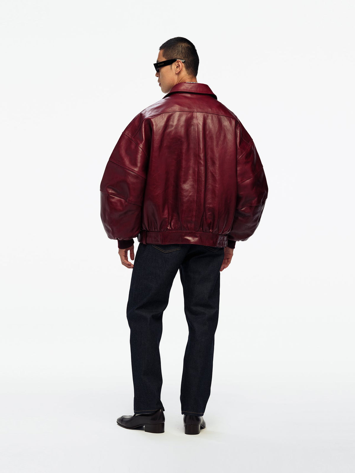 Willy Chavarria Bordeaux Os Hustler'S Leather Jacket